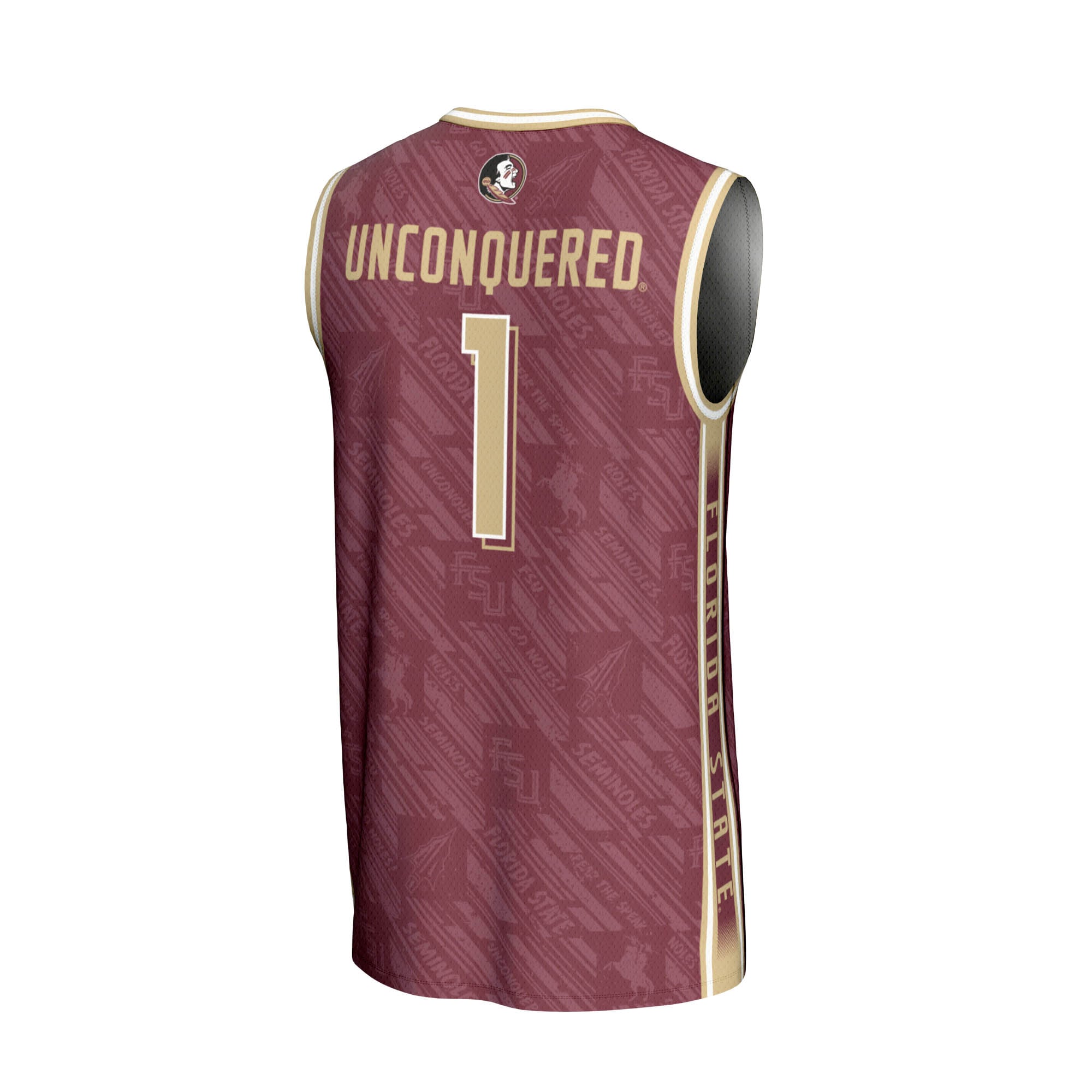 #1 Florida State Seminoles Unisex Lightweight Highlight Print Basketball Jersey Garnet - back view