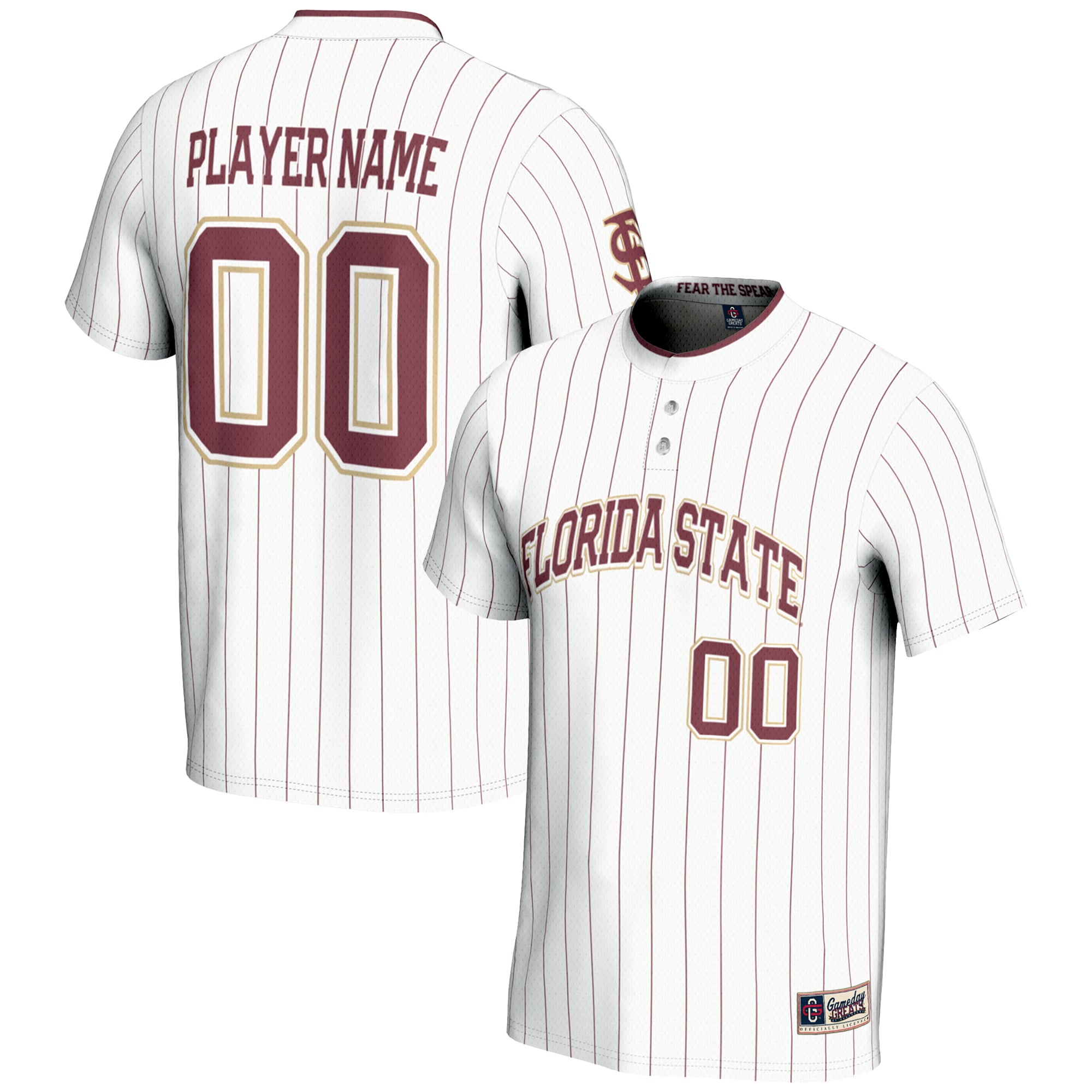 Florida State Seminoles Unisex Lightweight Softball Jersey White - front and back view