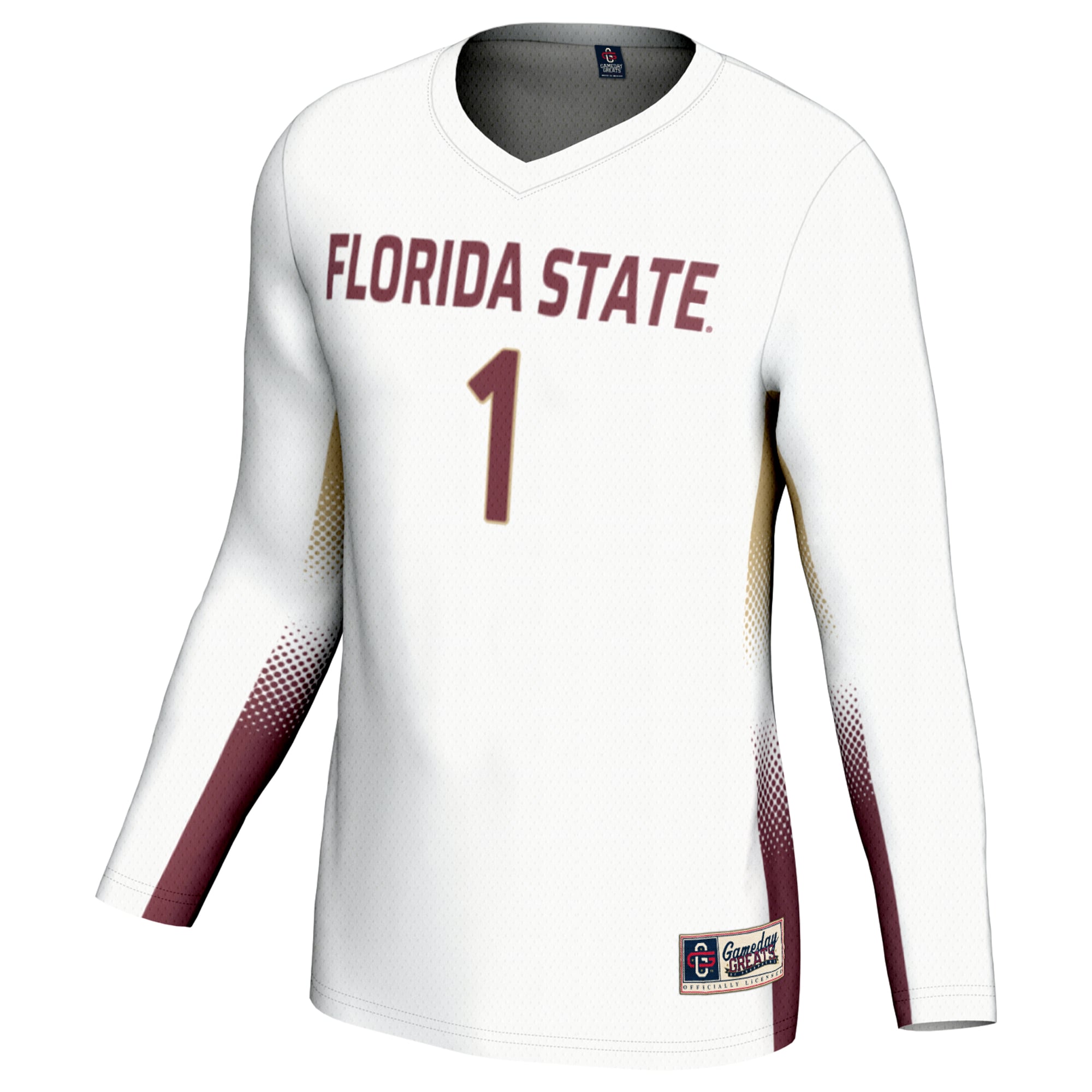#1 Florida State Seminoles Unisex Lightweight Volleyball Jersey White - front view
