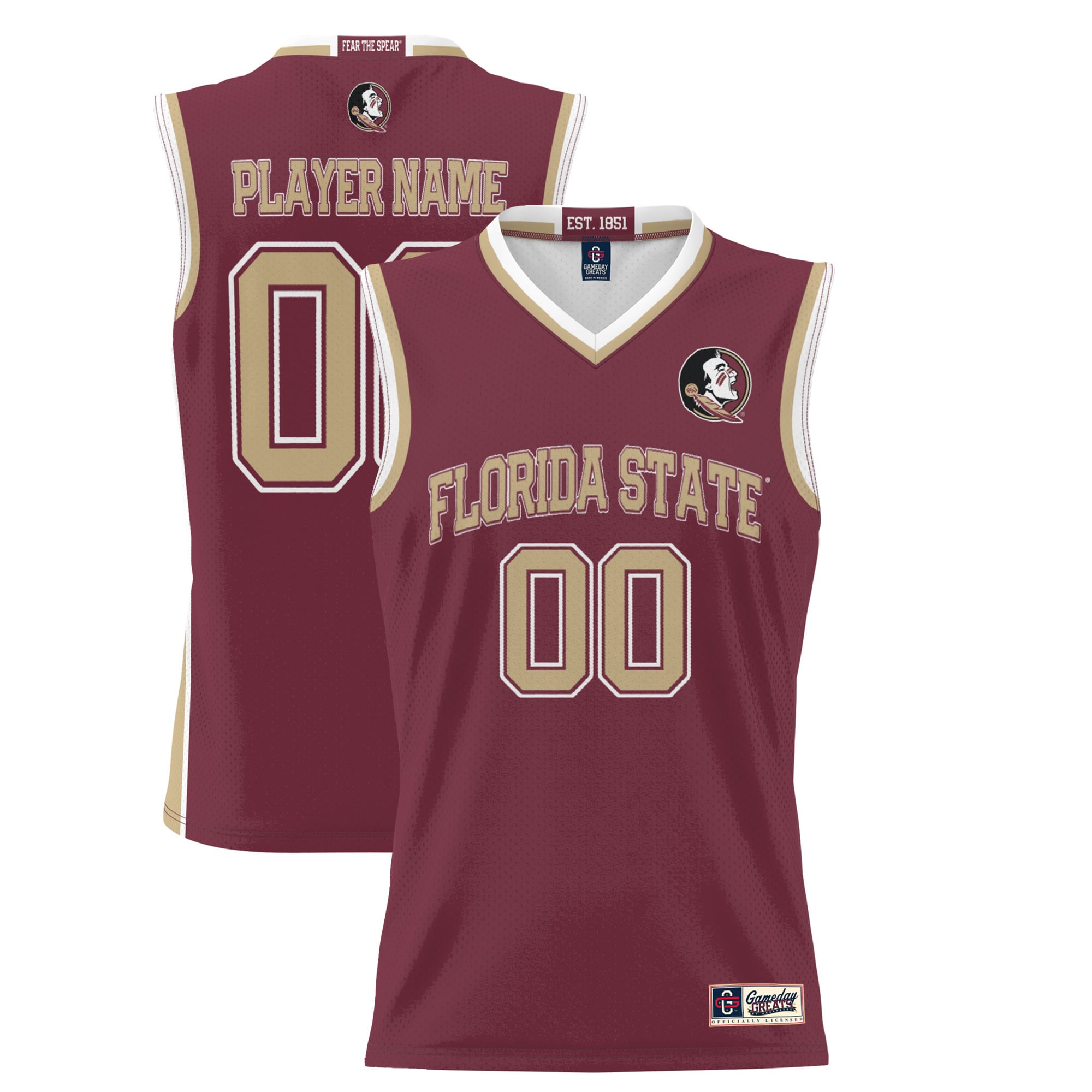 Florida State Seminoles Unisex Lightweight Women's Basketball Jersey Garnet - front and back view