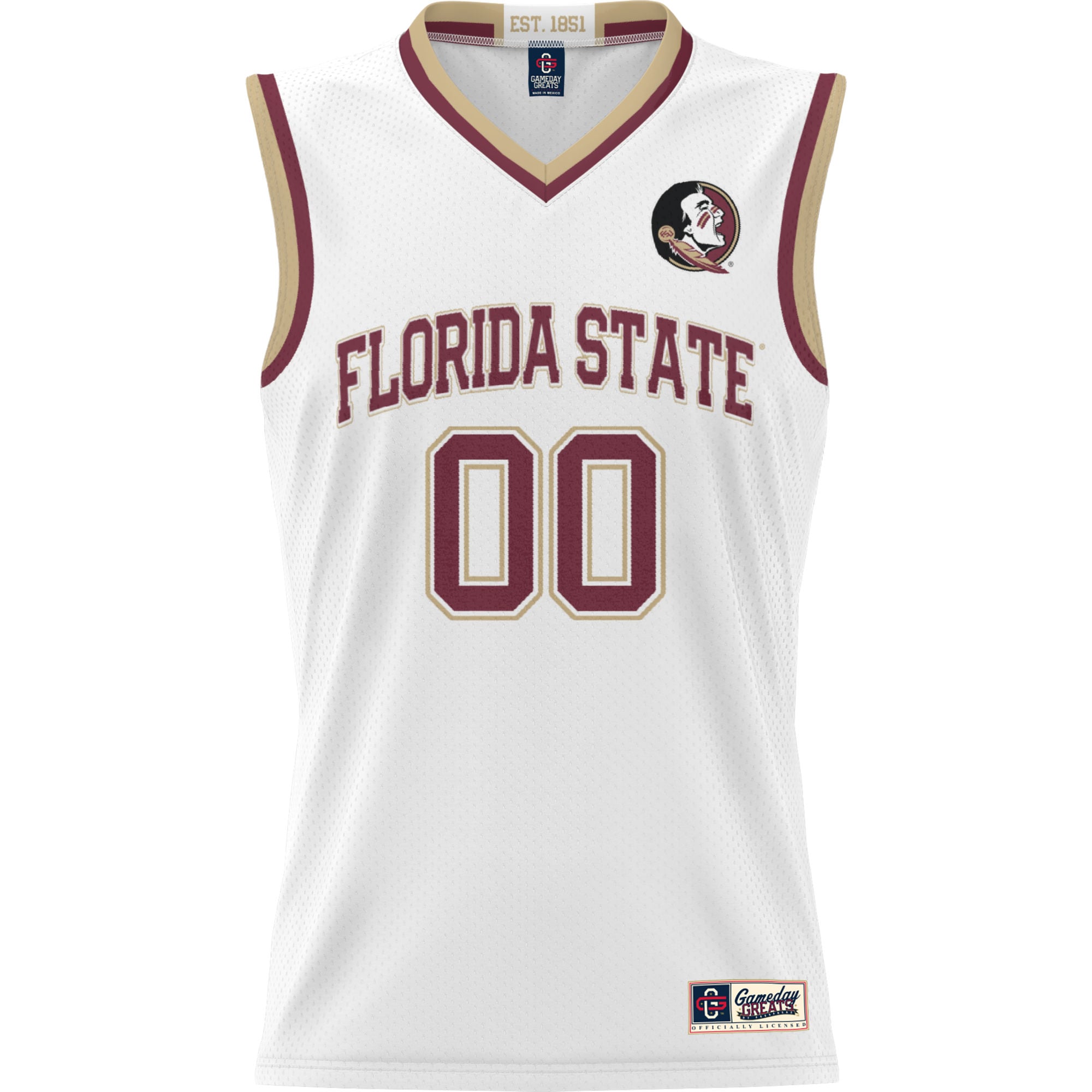 Florida State Seminoles Unisex Lightweight Women's Basketball Jersey White - front view