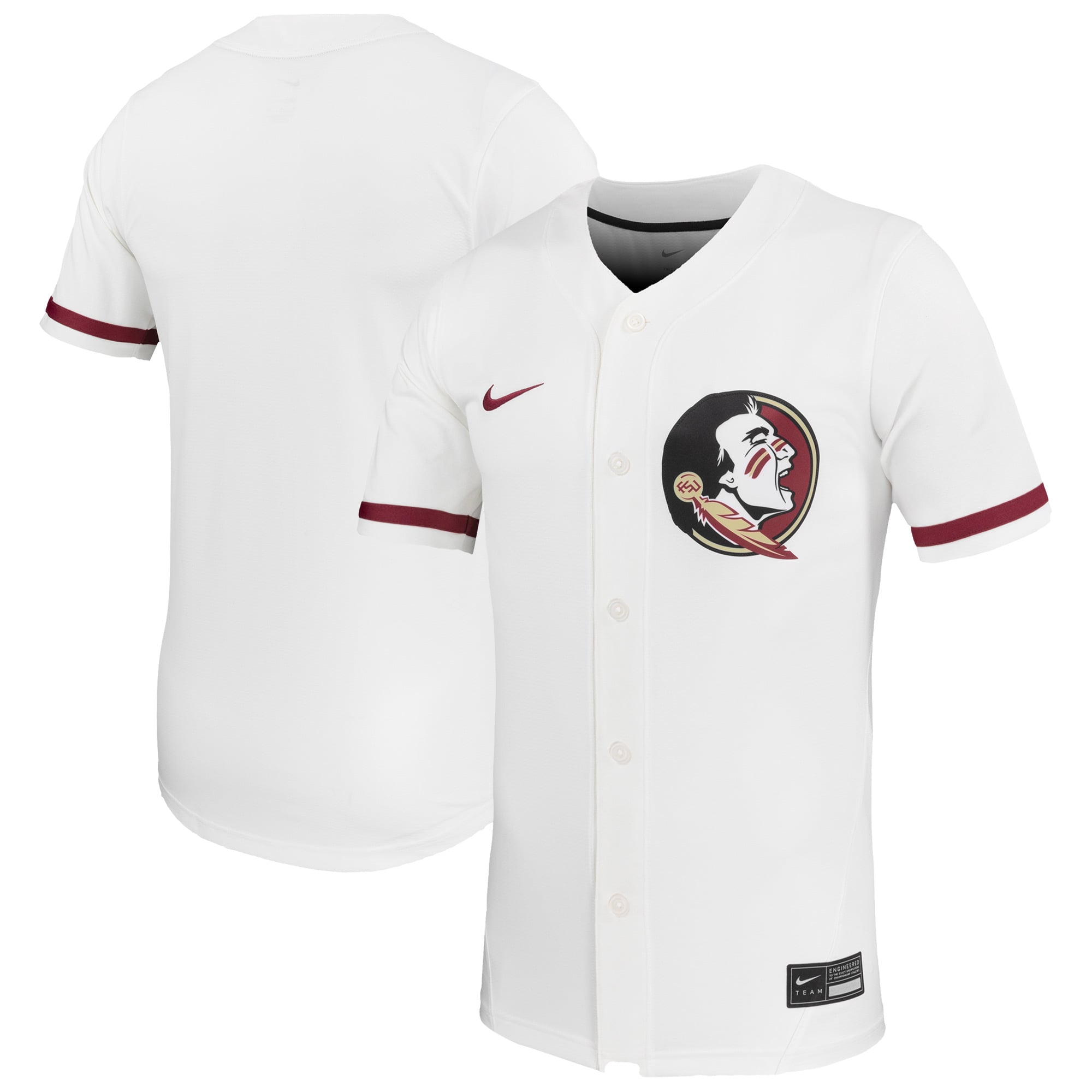 Florida State Seminoles Unisex Softball Jersey White - front and back view