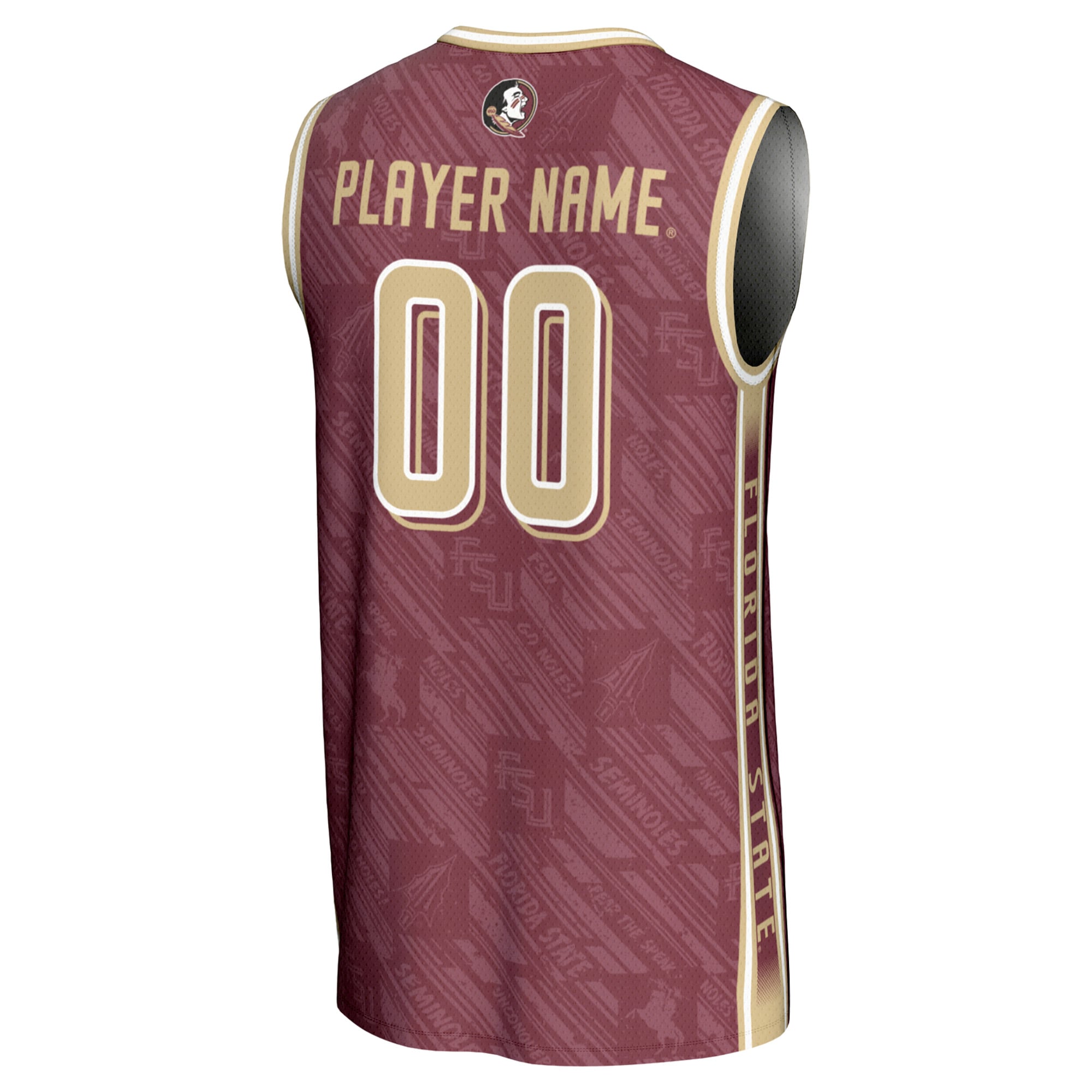 Florida State Seminoles Unisex Women's Basketball Lightweight Highlight Print Jersey - back view