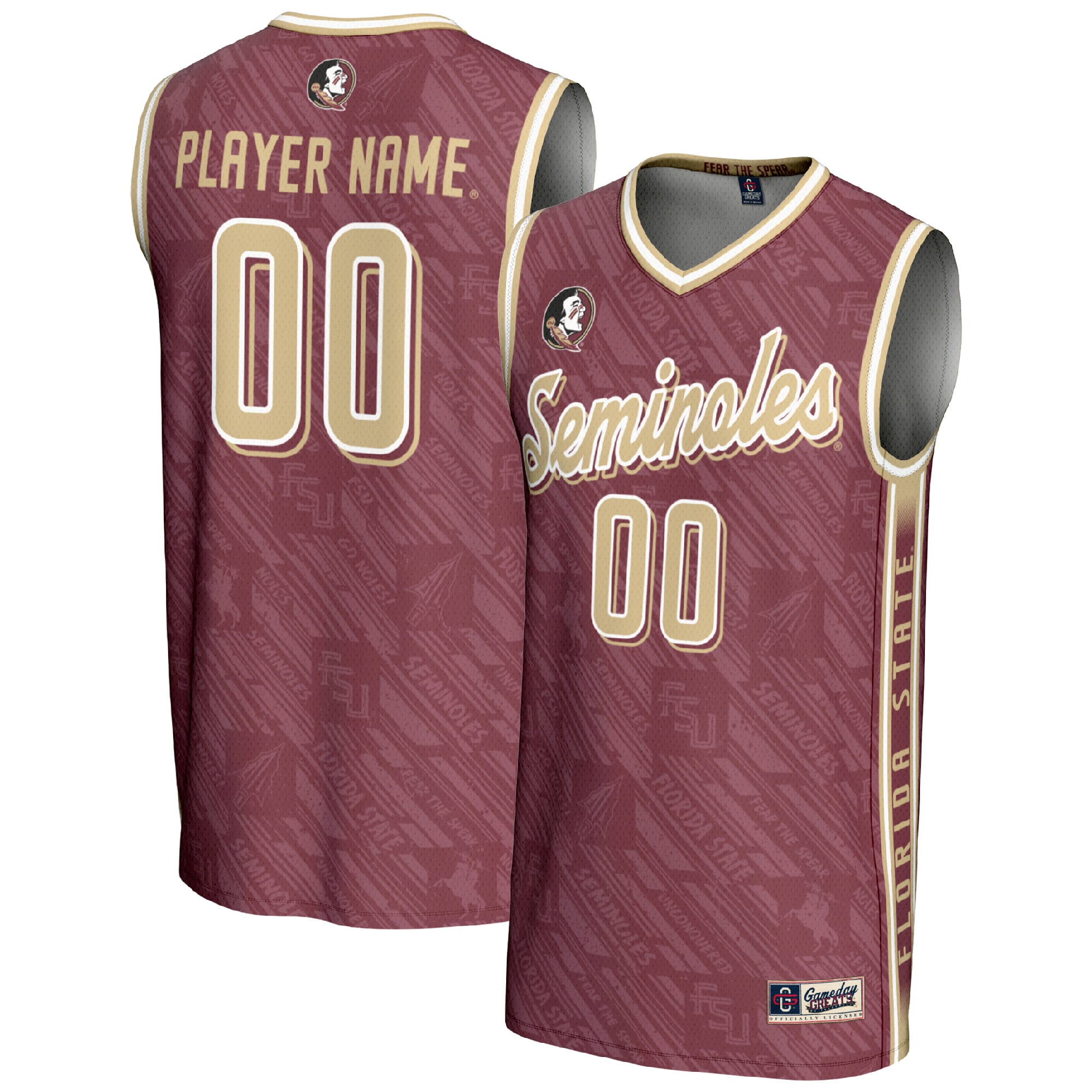 Florida State Seminoles Unisex Women's Basketball Lightweight Highlight Print - front and back view