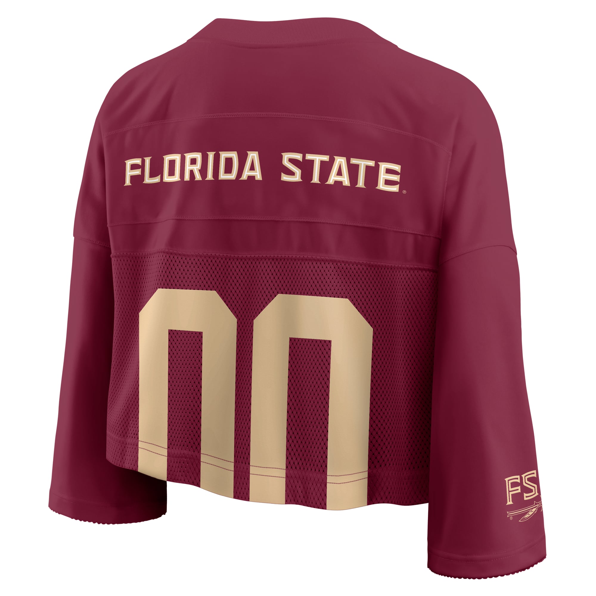 Florida State Seminoles Women's Cropped Mesh Fashion Jersey Garnet - back view