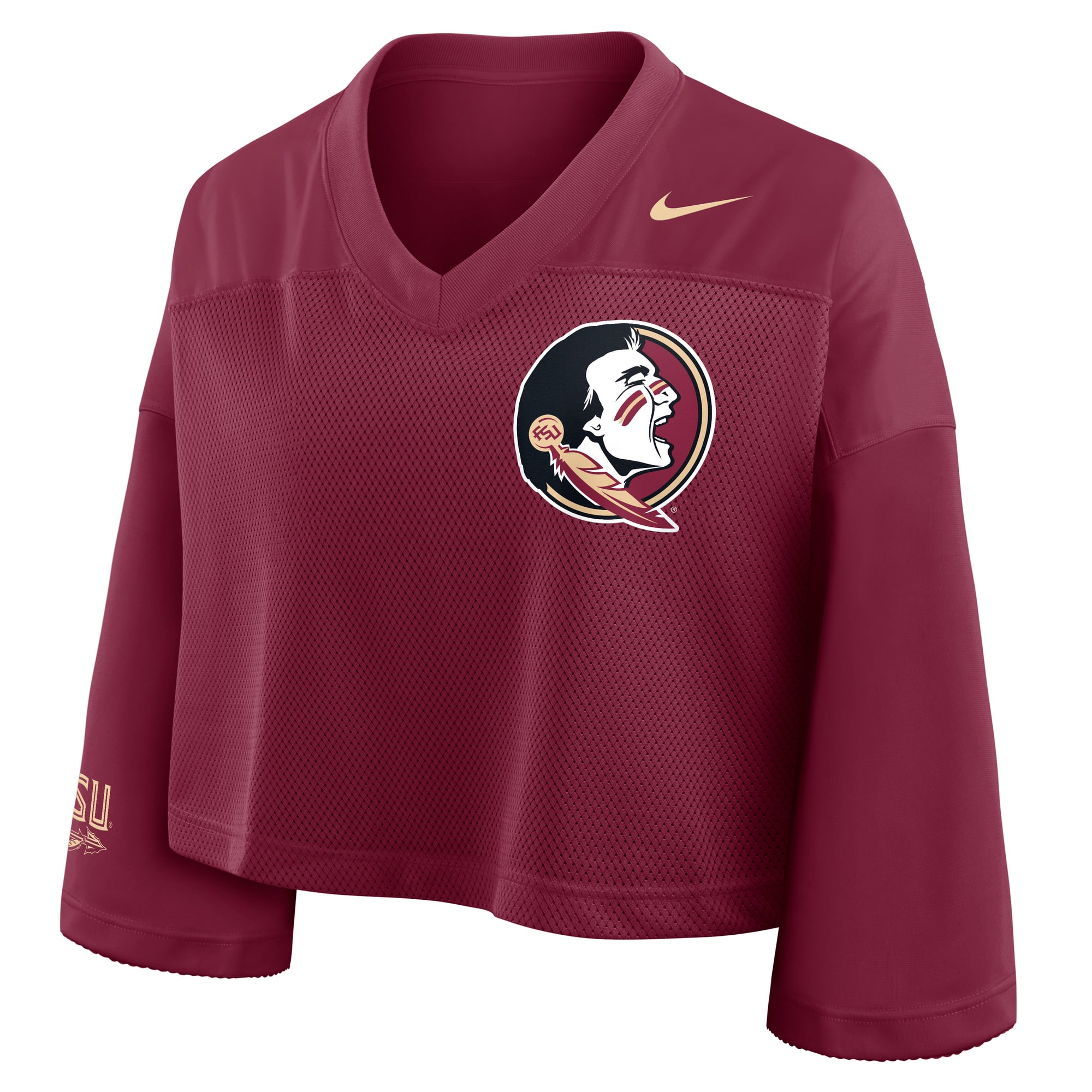 Florida State Seminoles Women's Cropped Mesh Fashion Jersey Garnet - front view