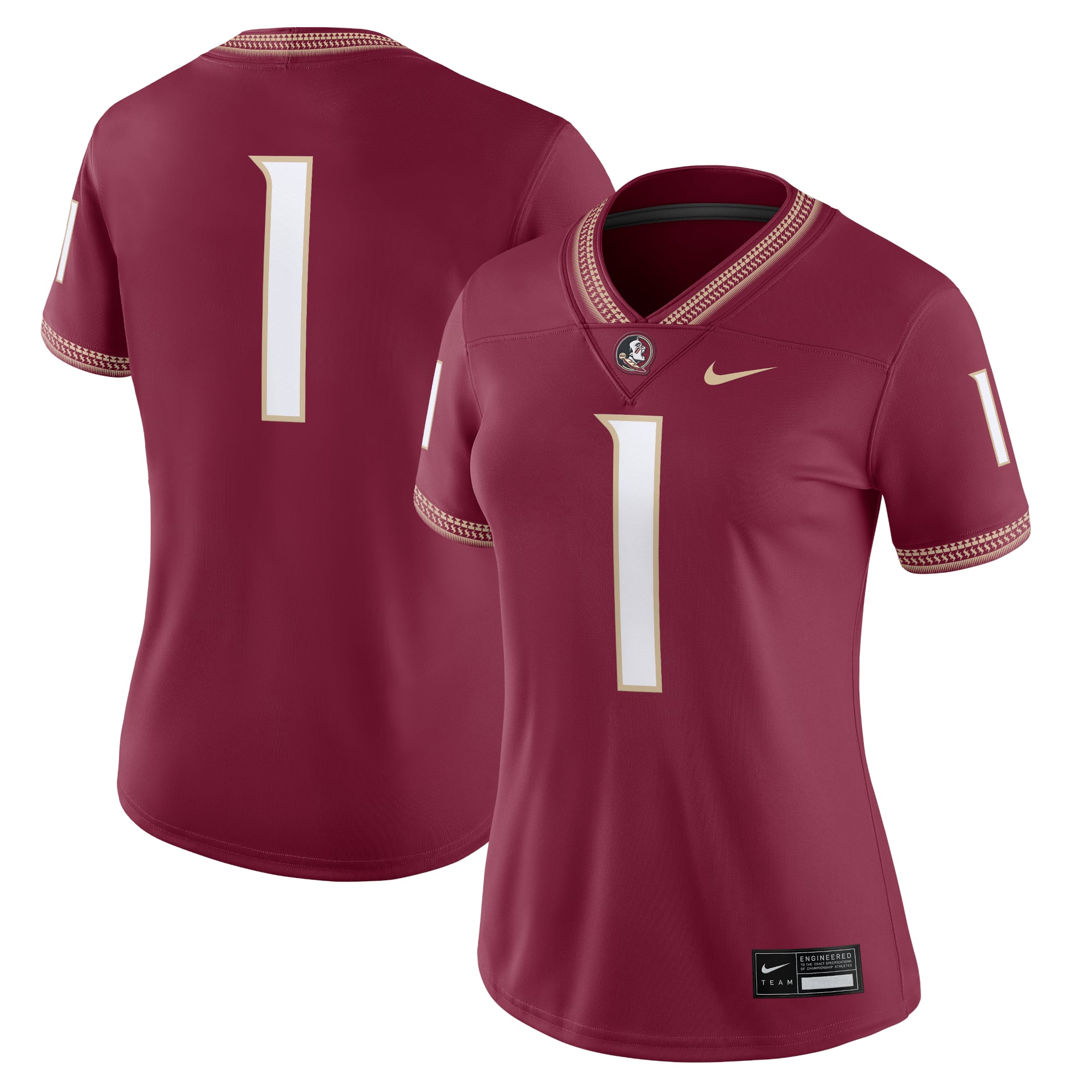 #1 Florida State Seminoles Women's Jersey Garnet - front and back view