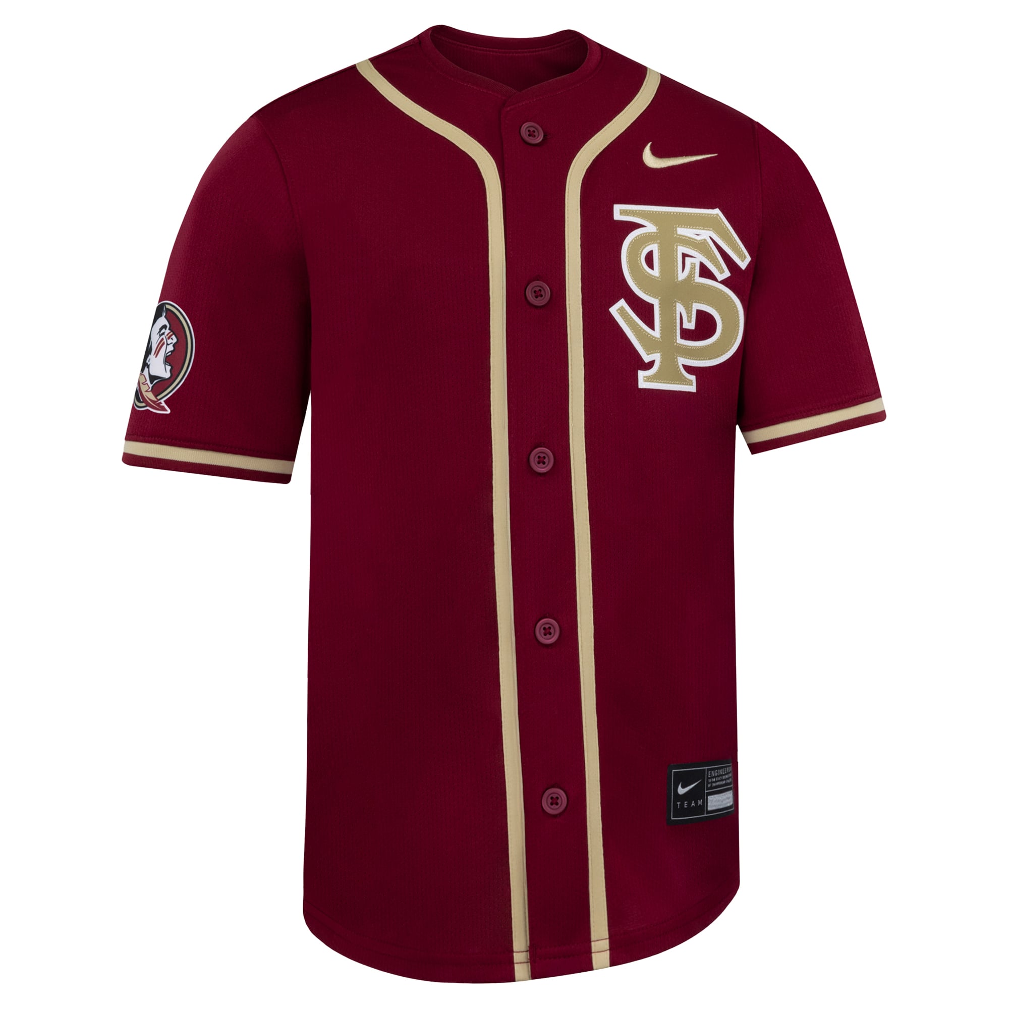 Florida State Seminoles Youth Baseball Jersey Garnet - front view