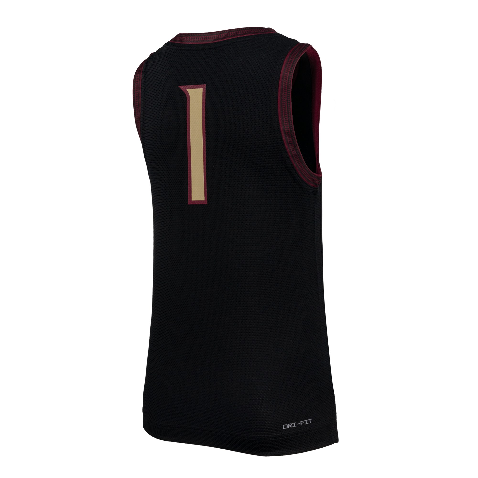 #1 Florida State Seminoles Youth Basketball Jersey Black - back view