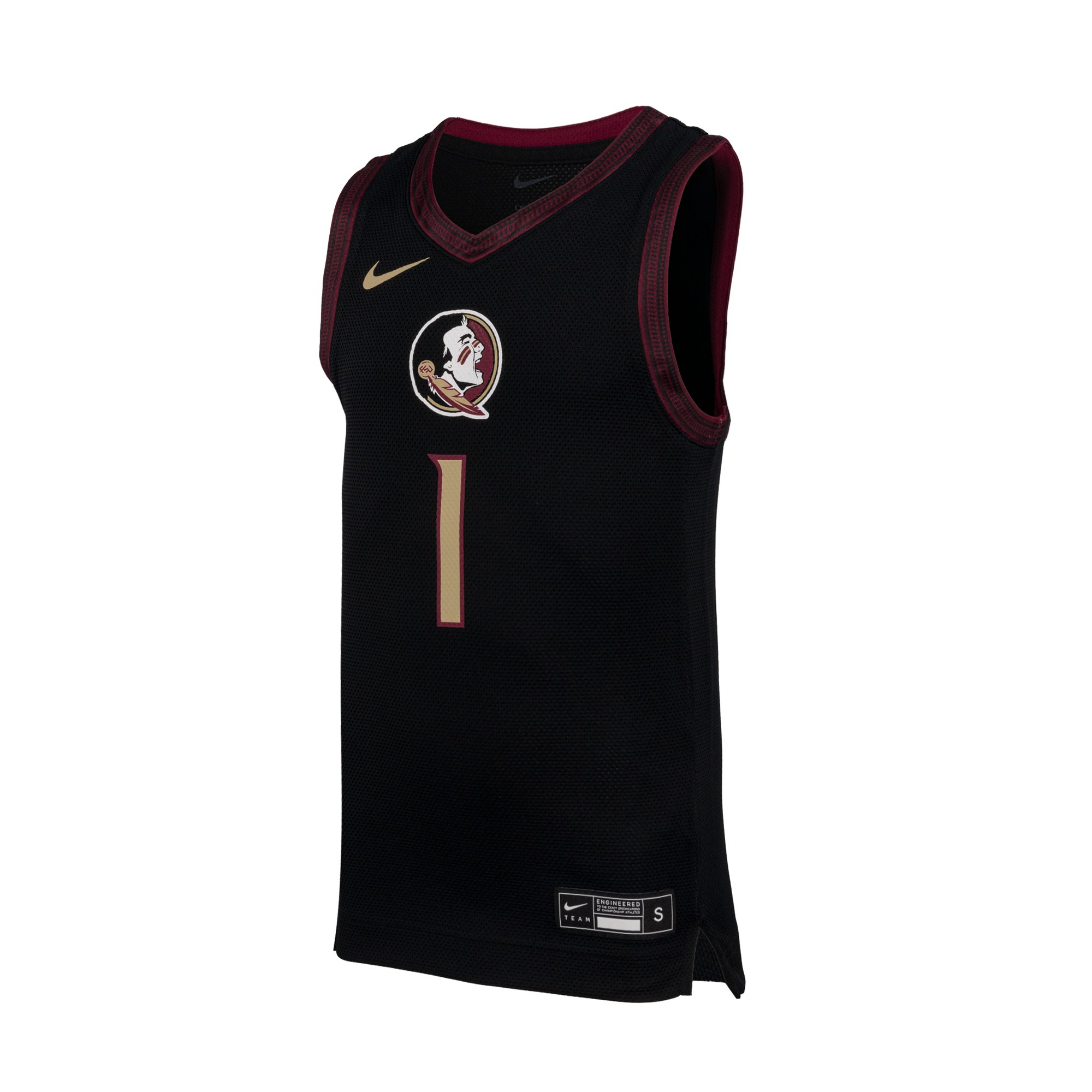 #1 Florida State Seminoles Youth Basketball Jersey Black - front view