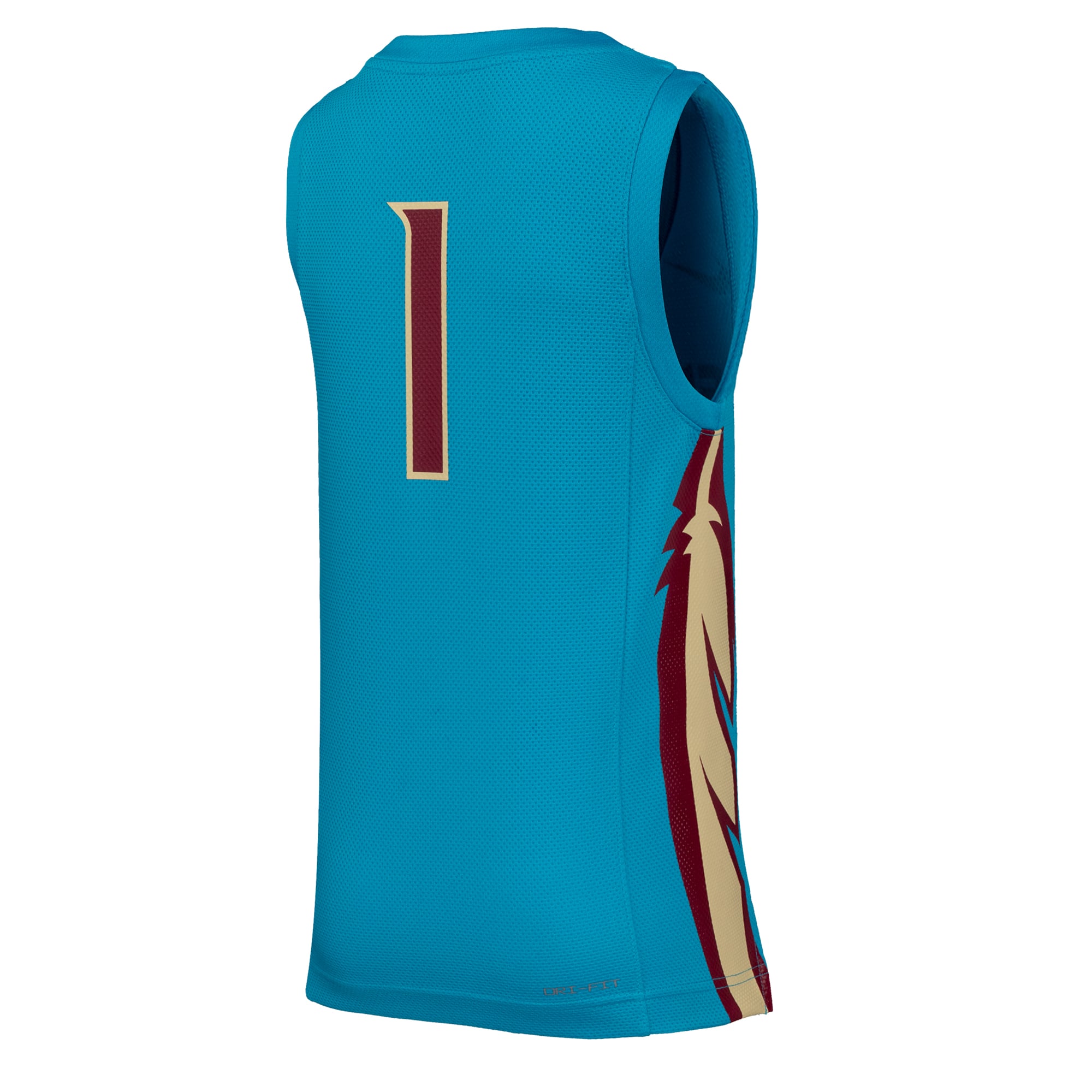 #1 Florida State Seminoles Youth Basketball Jersey Turquoise - back view