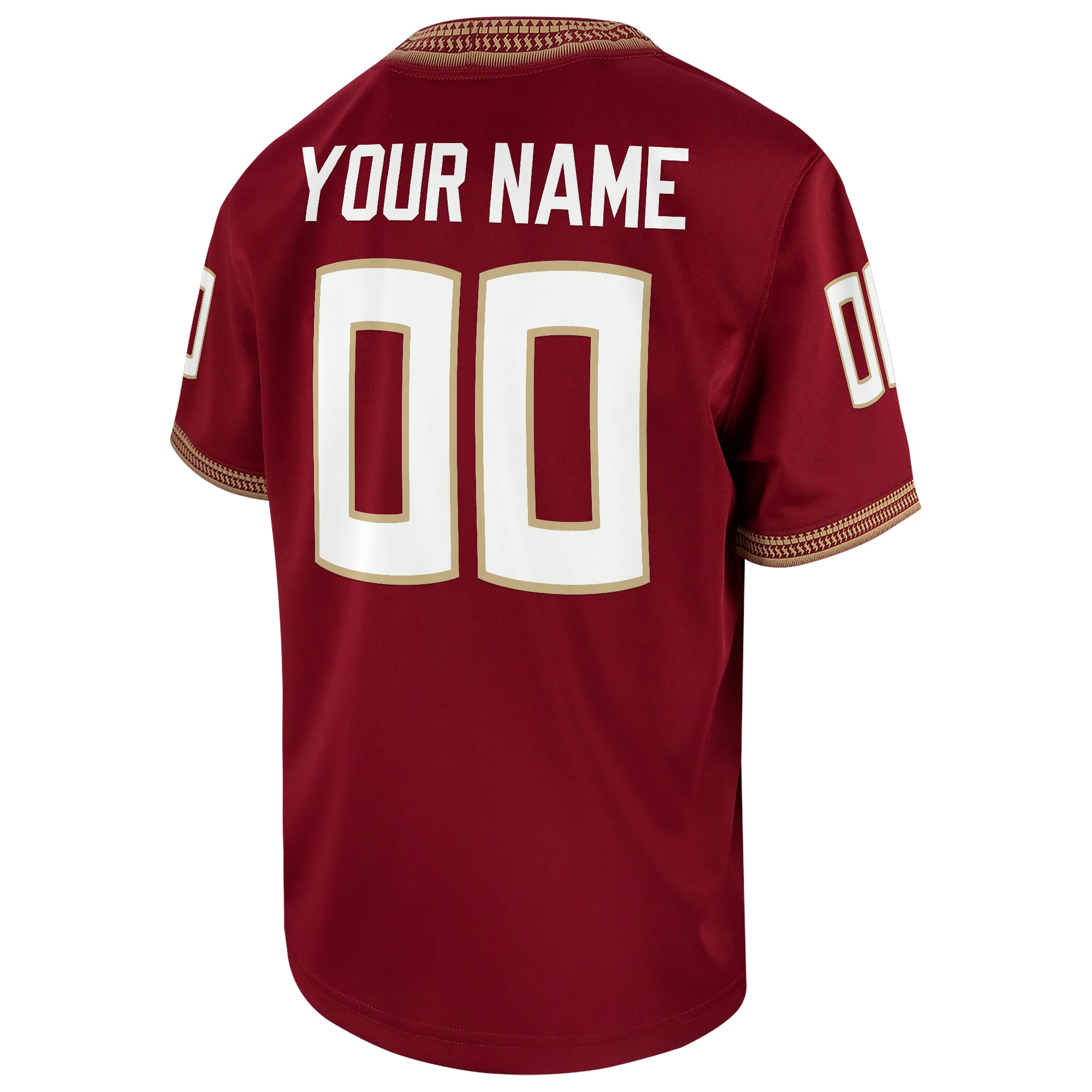 Florida State Seminoles Youth Custom Football Jersey - Garnet - back view