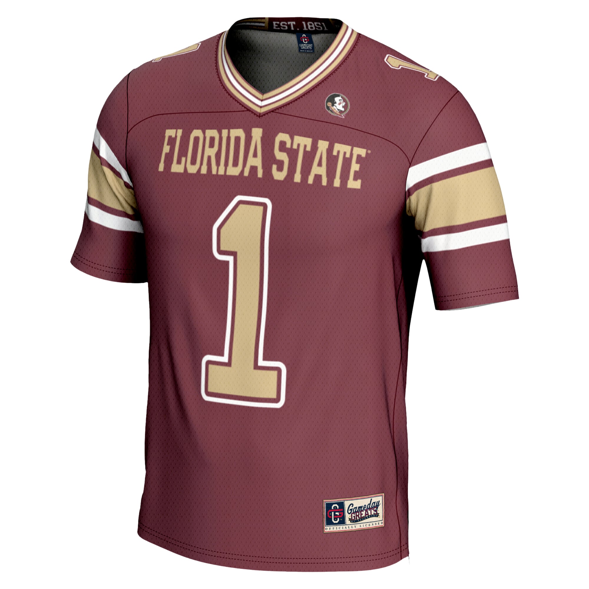 #1 Florida State Seminoles Youth Endzone Football Jersey Garnet - back view