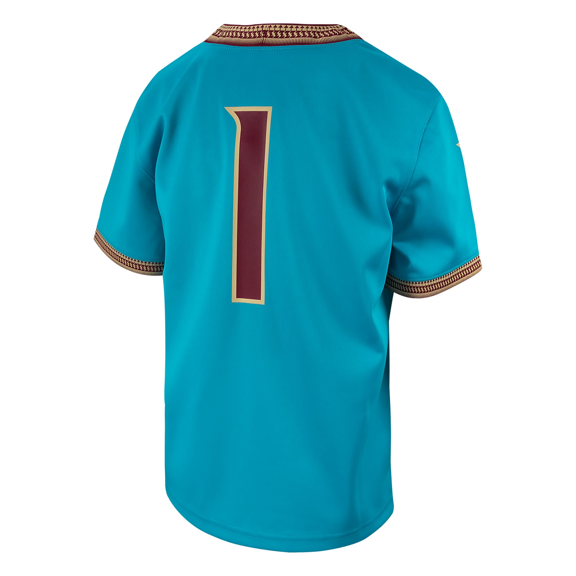 #1 Florida State Seminoles Youth Jersey Turquoise - back view