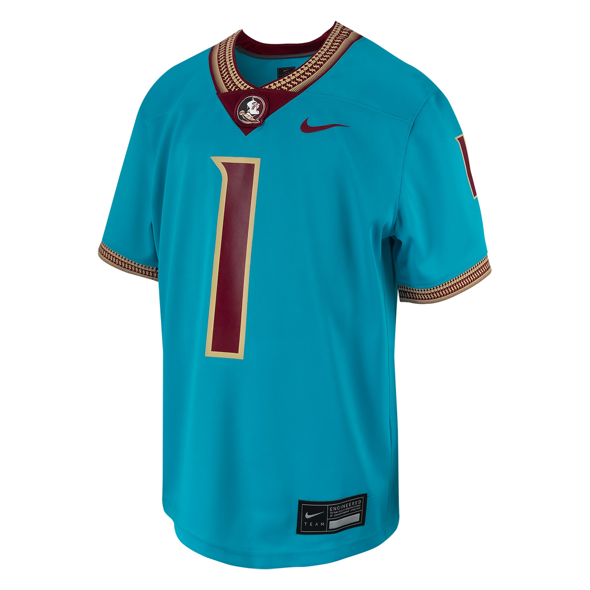 #1 Florida State Seminoles Youth Jersey Turquoise - front view
