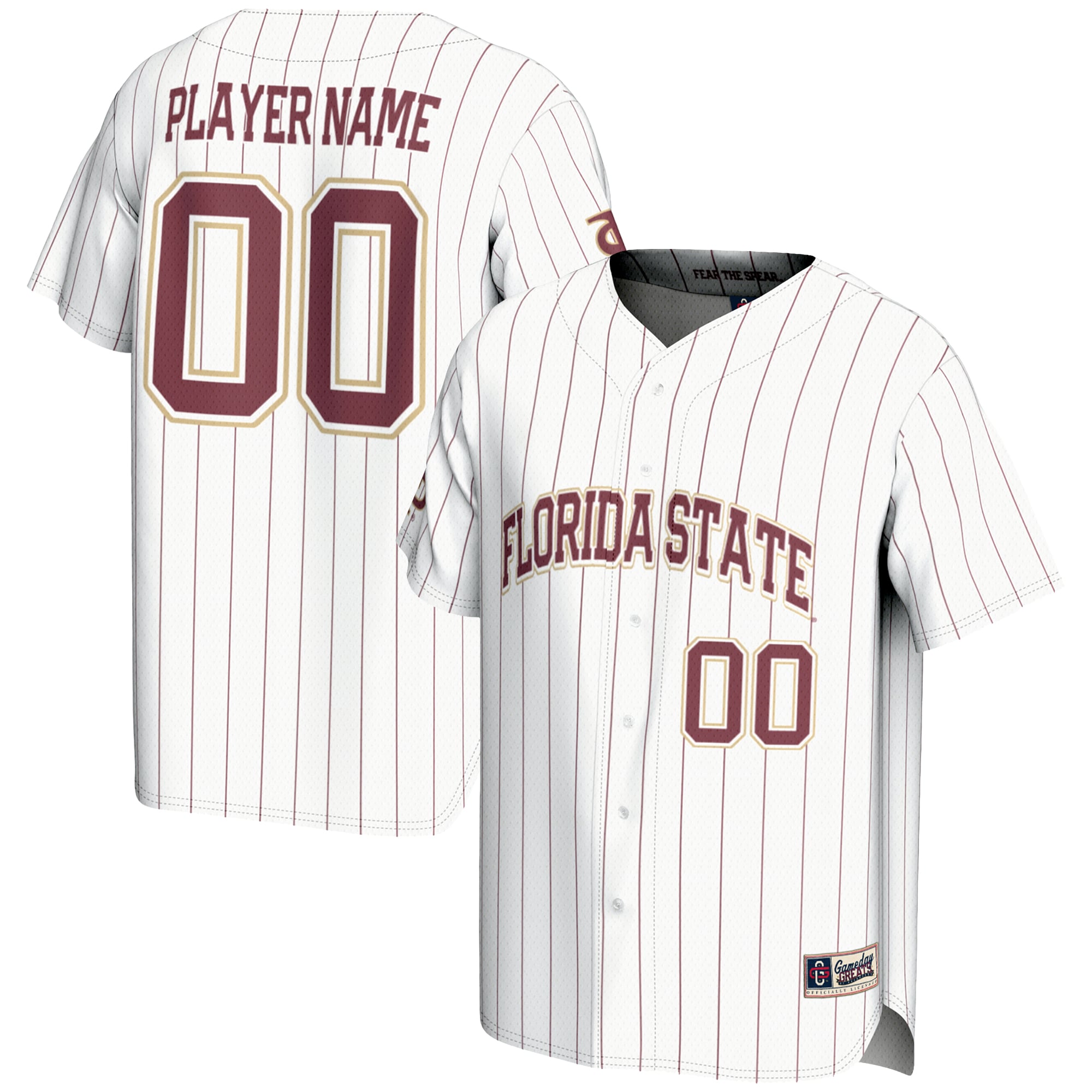 Florida State Seminoles Youth Lightweight Baseball Jersey White - front and back view