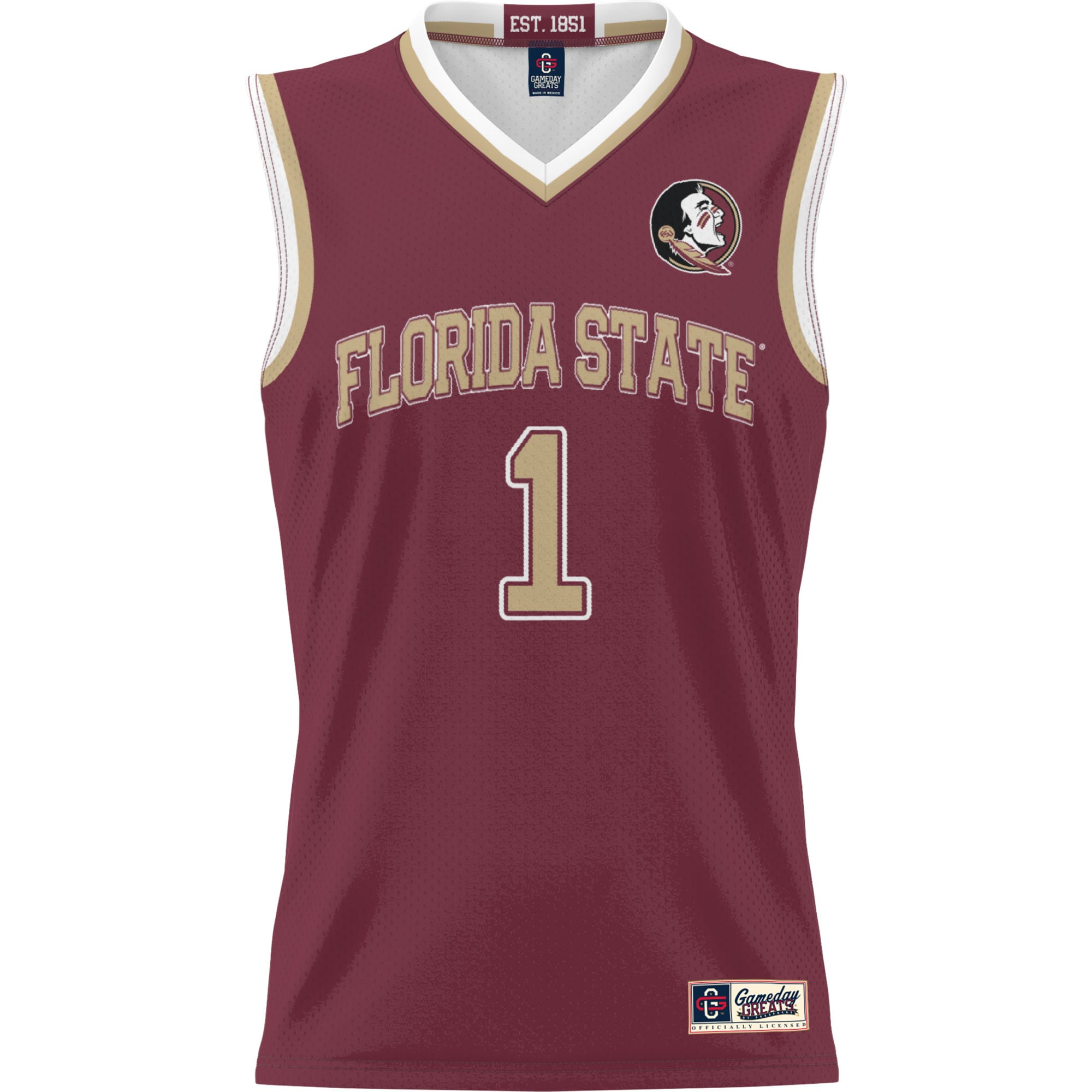 #1 Florida State Seminoles Youth Lightweight Basketball Jersey Garnet - front view