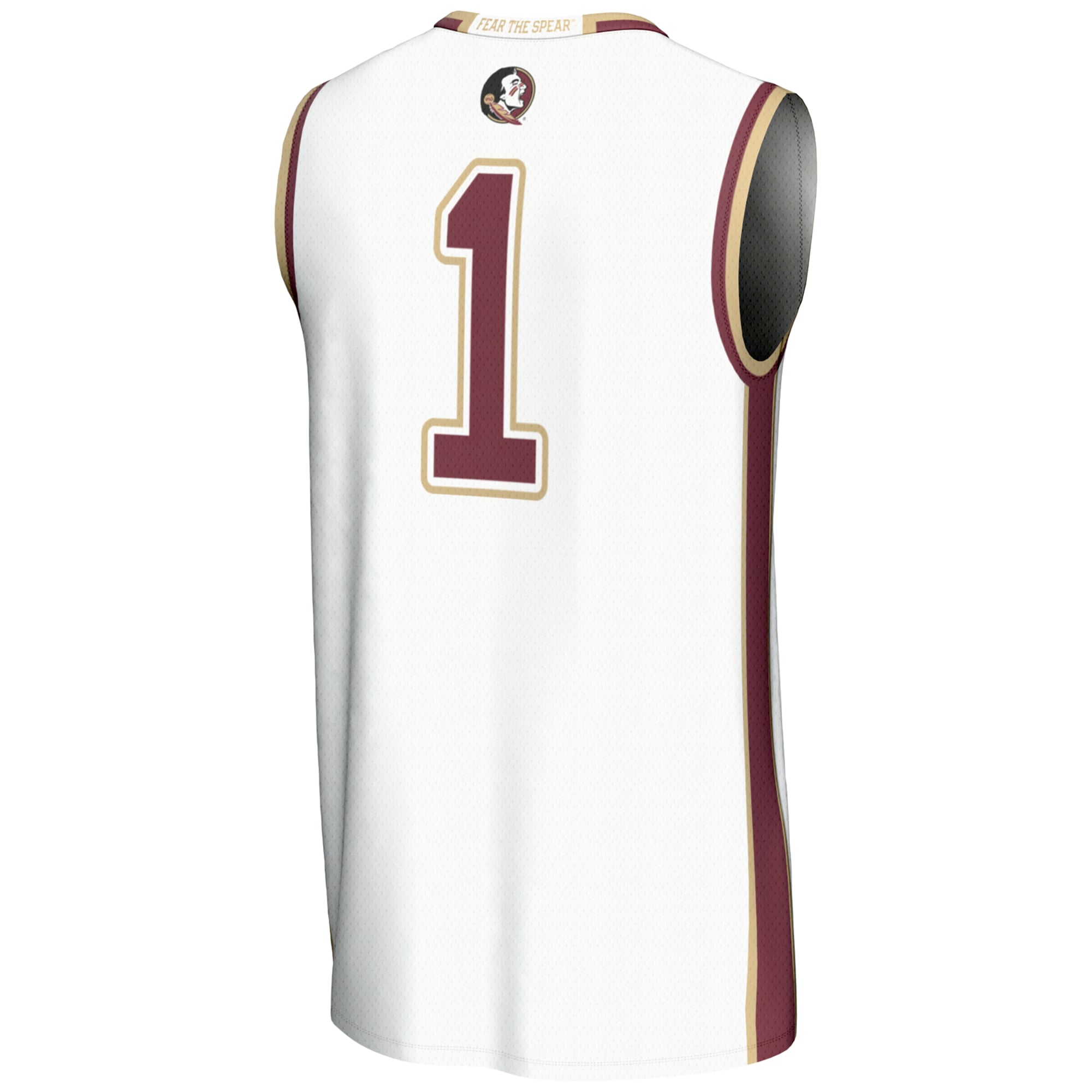 #1 Florida State Seminoles Youth Lightweight Basketball Jersey White - back view