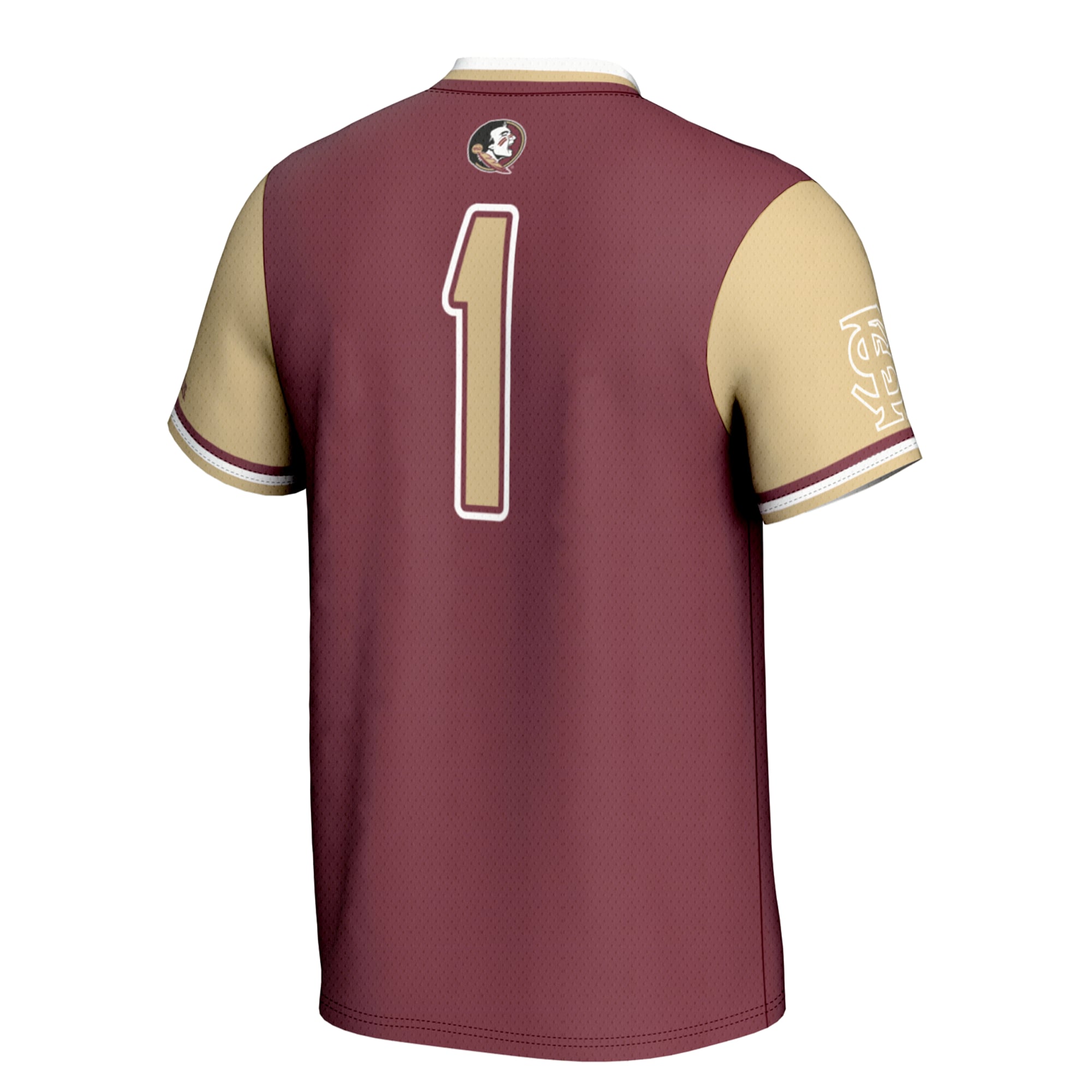 #1 Florida State Seminoles Youth Lightweight Softball Jersey Garnet - back view