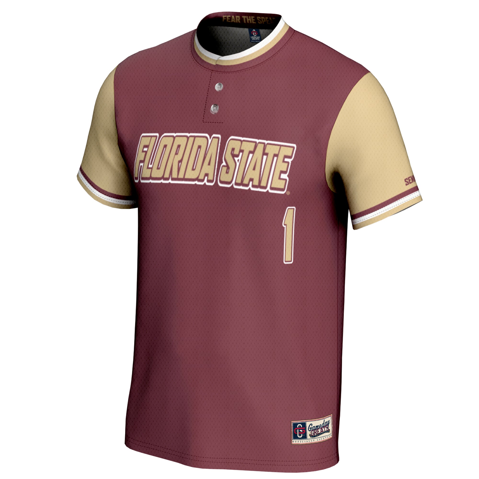 #1 Florida State Seminoles Youth Lightweight Softball Jersey Garnet - front view
