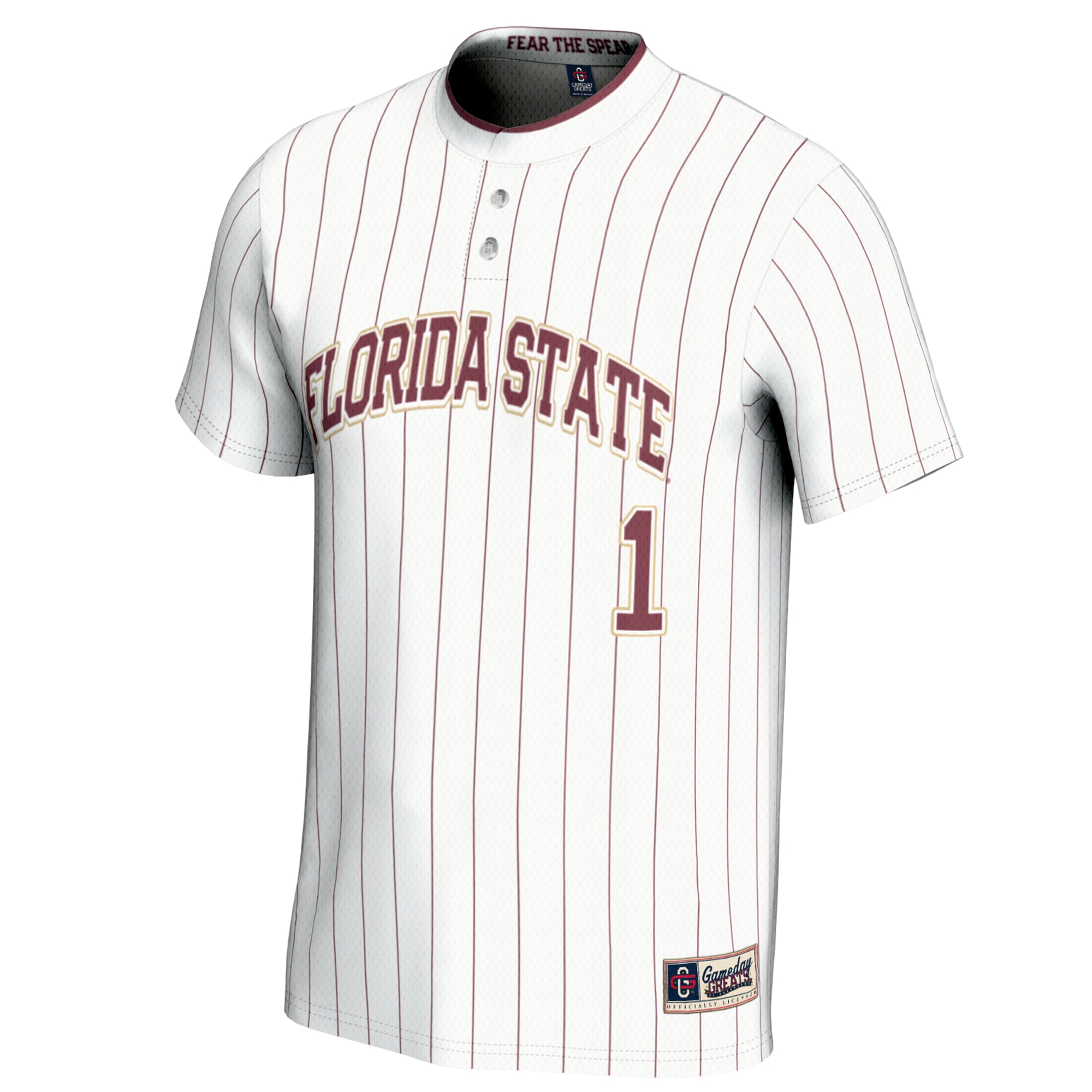 #1 Florida State Seminoles Youth Lightweight Softball Jersey White - front view
