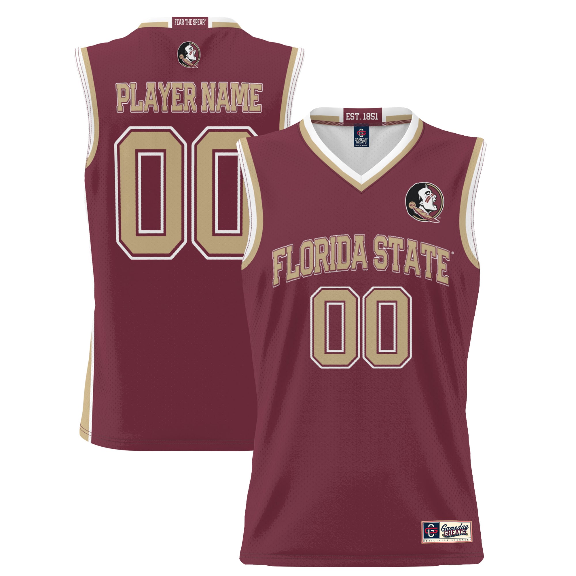 Florida State Seminoles Youth Lightweight Women's Basketball Jersey Garnet - front and back view