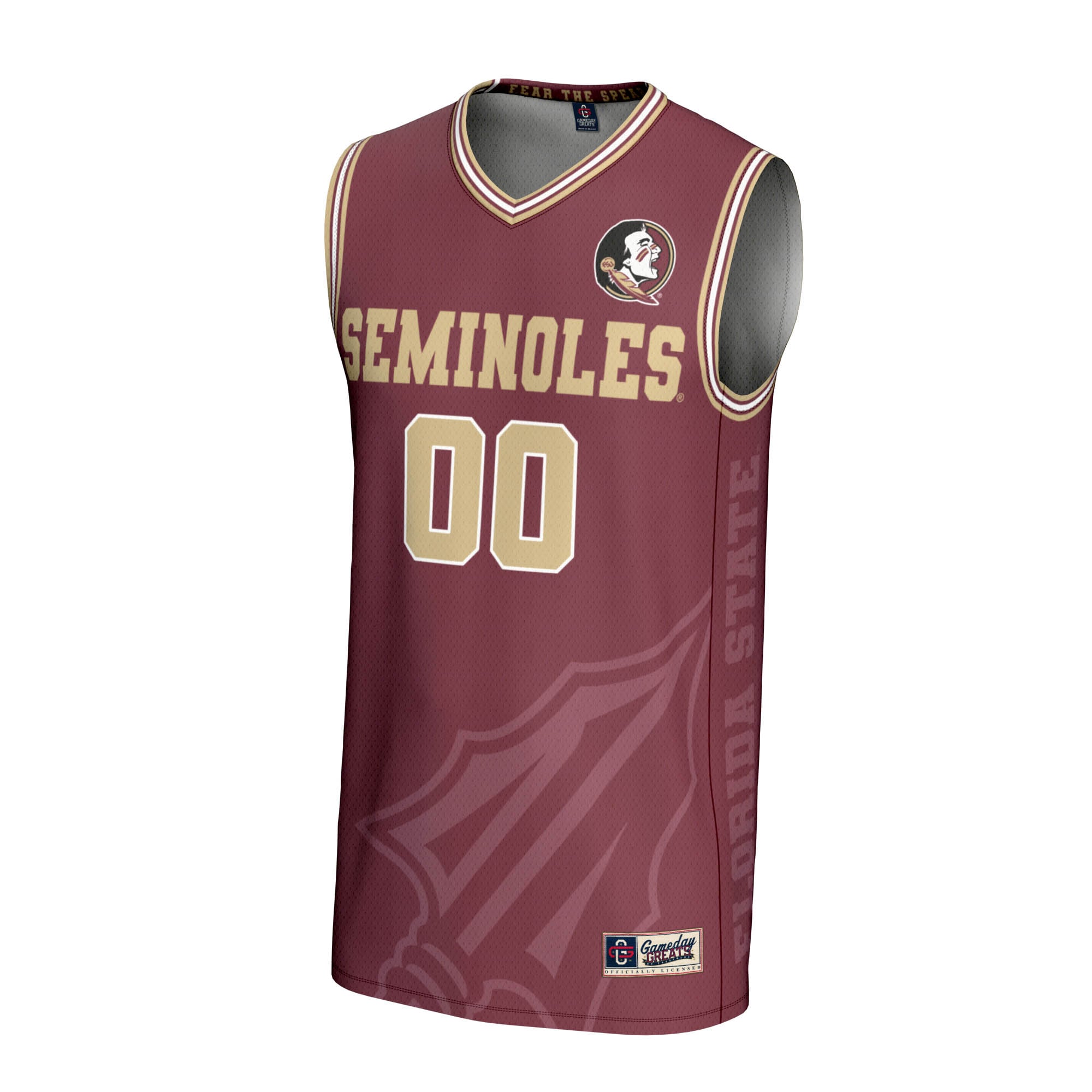 Florida State Seminoles Youth Men's Basketball Icon Print Lightweight Jersey Garnet - front view