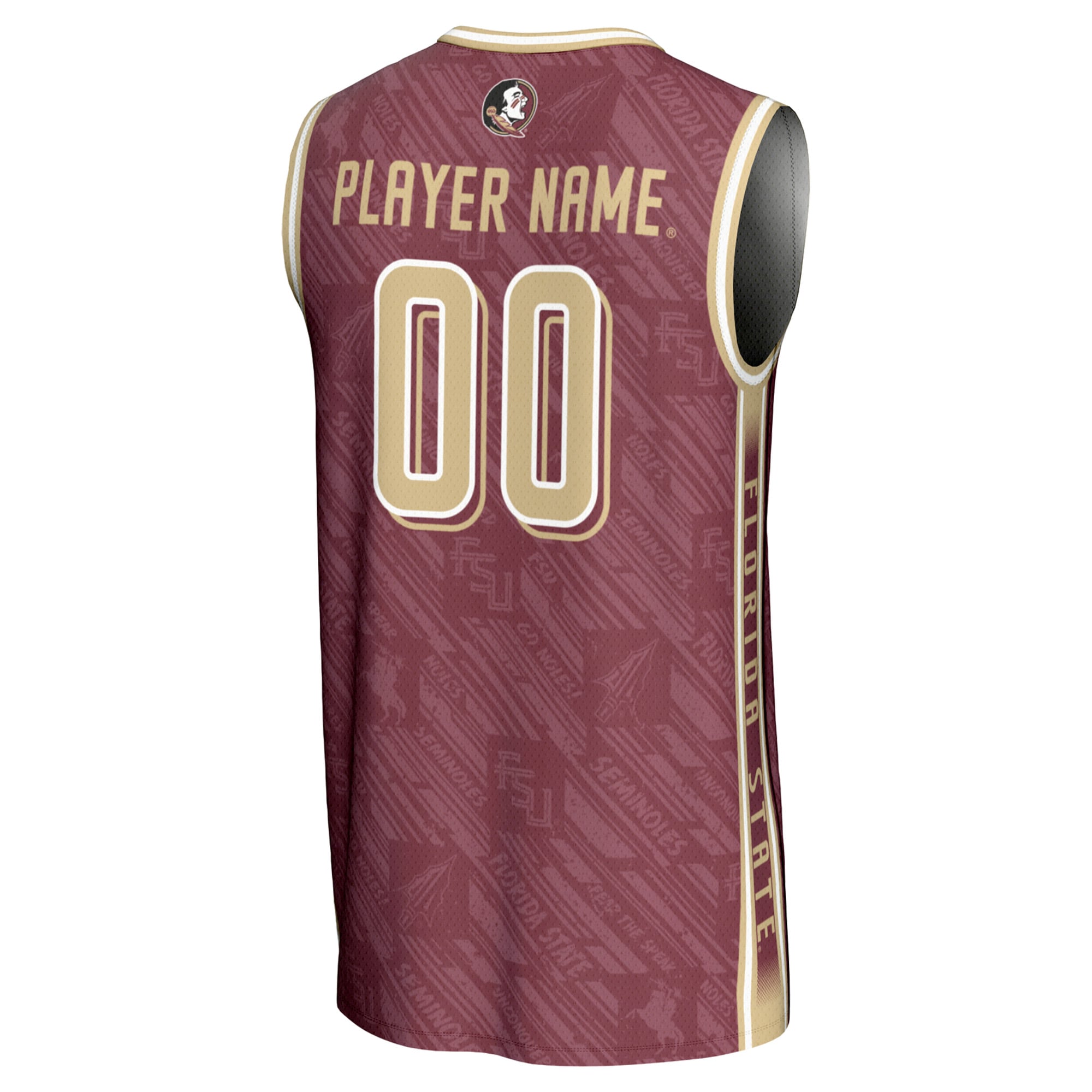 Florida State Seminoles Youth Women's Basketball Lightweight Highlight Print Jersey - back view