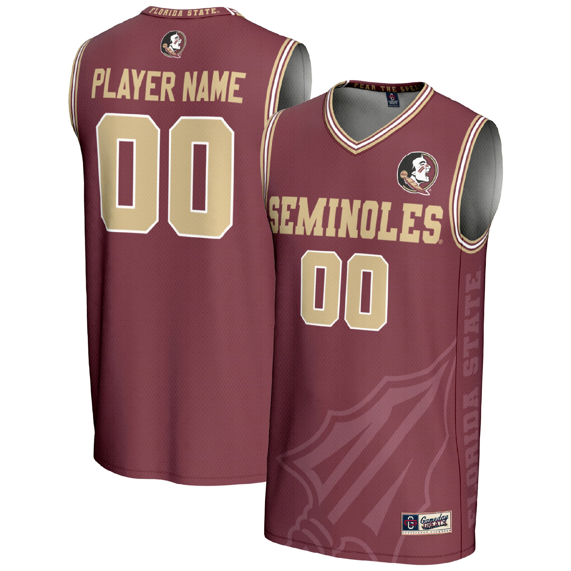 Florida State Seminoles Youth Women's Basketball Lightweight Icon Print - front and back view