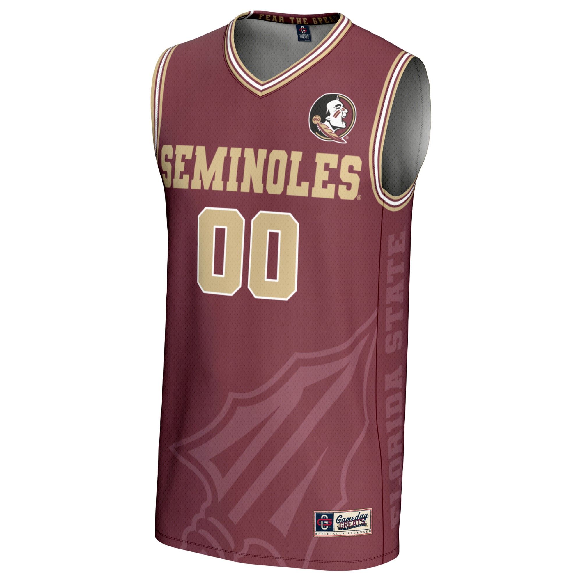 Florida State Seminoles Youth Women's Basketball Lightweight Icon Print Jersey Garnet - front view