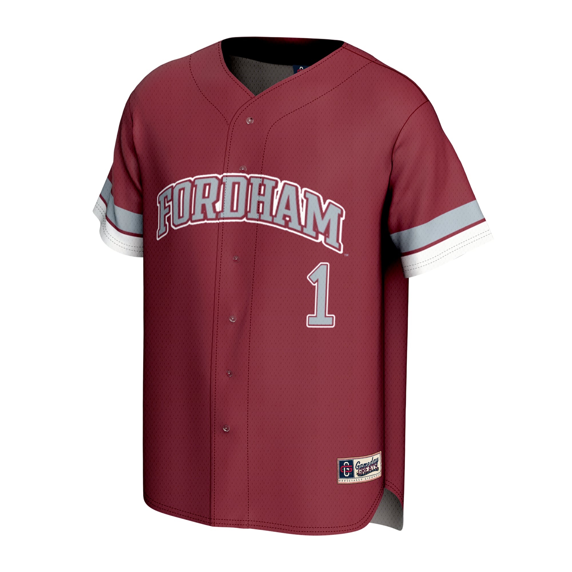Fordham Rams Unisex Lightweight Collegiate Baseball Fashion Jersey Maroon - front view