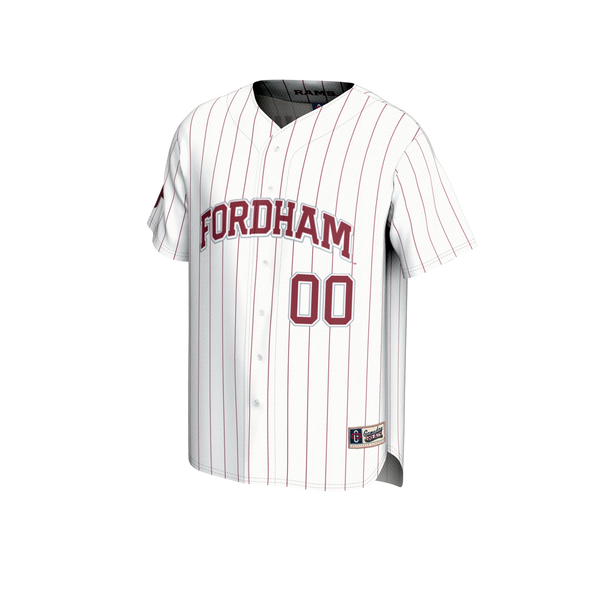 Fordham Rams Unisex Lightweight Collegiate Baseball Fashion Jersey White - front view