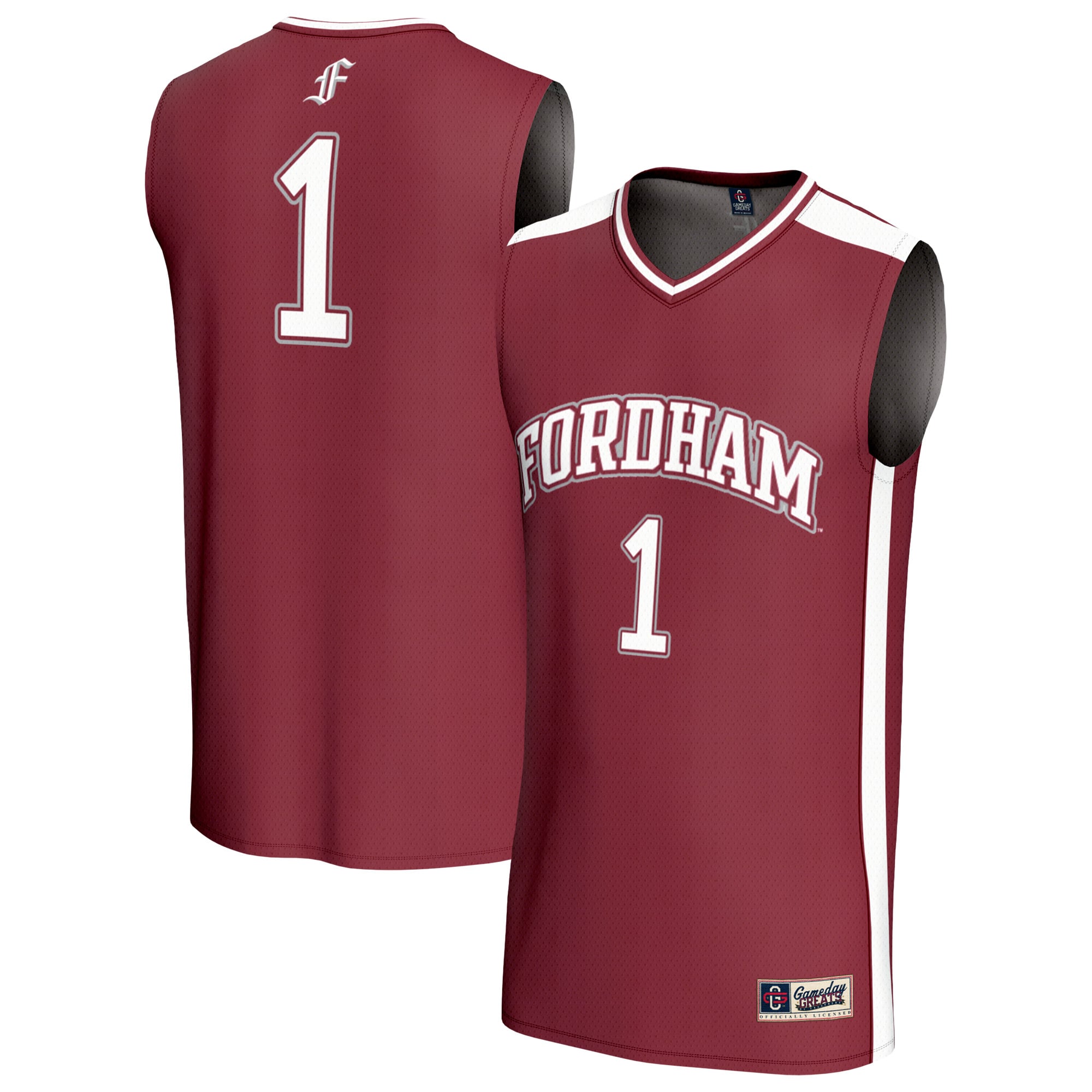#1 Fordham Rams Unisex Lightweight Collegiate Basketball Fashion Jersey - front and back view