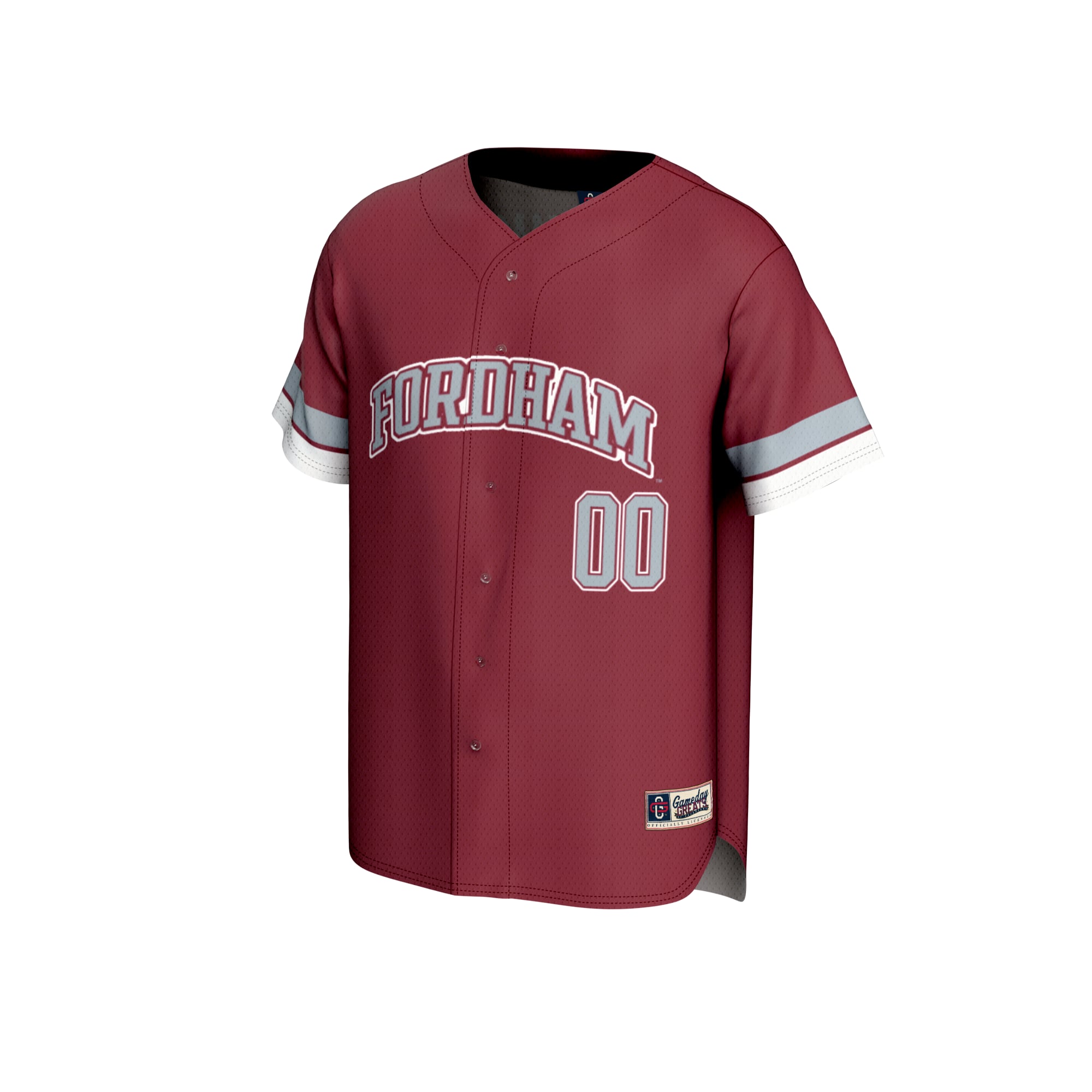 Fordham Rams Youth Lightweight Collegiate Baseball Fashion Jersey Maroon - front view