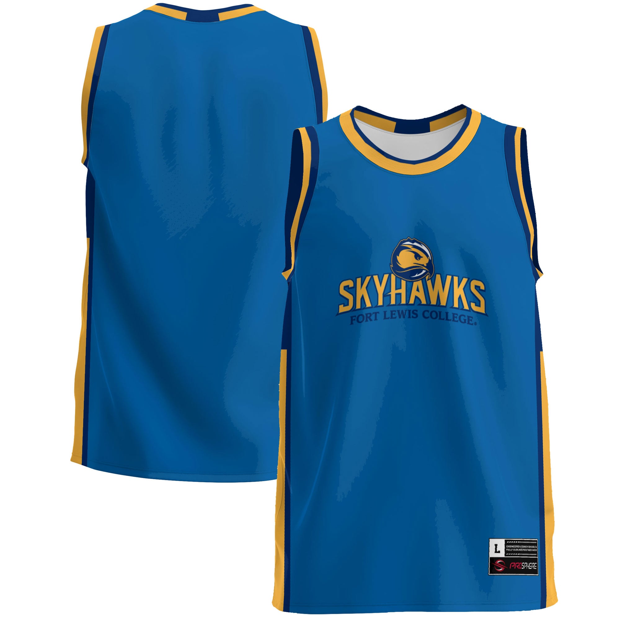 Fort Lewis College Skyhawks Lightweight Basketball Jersey Blue - front and back view