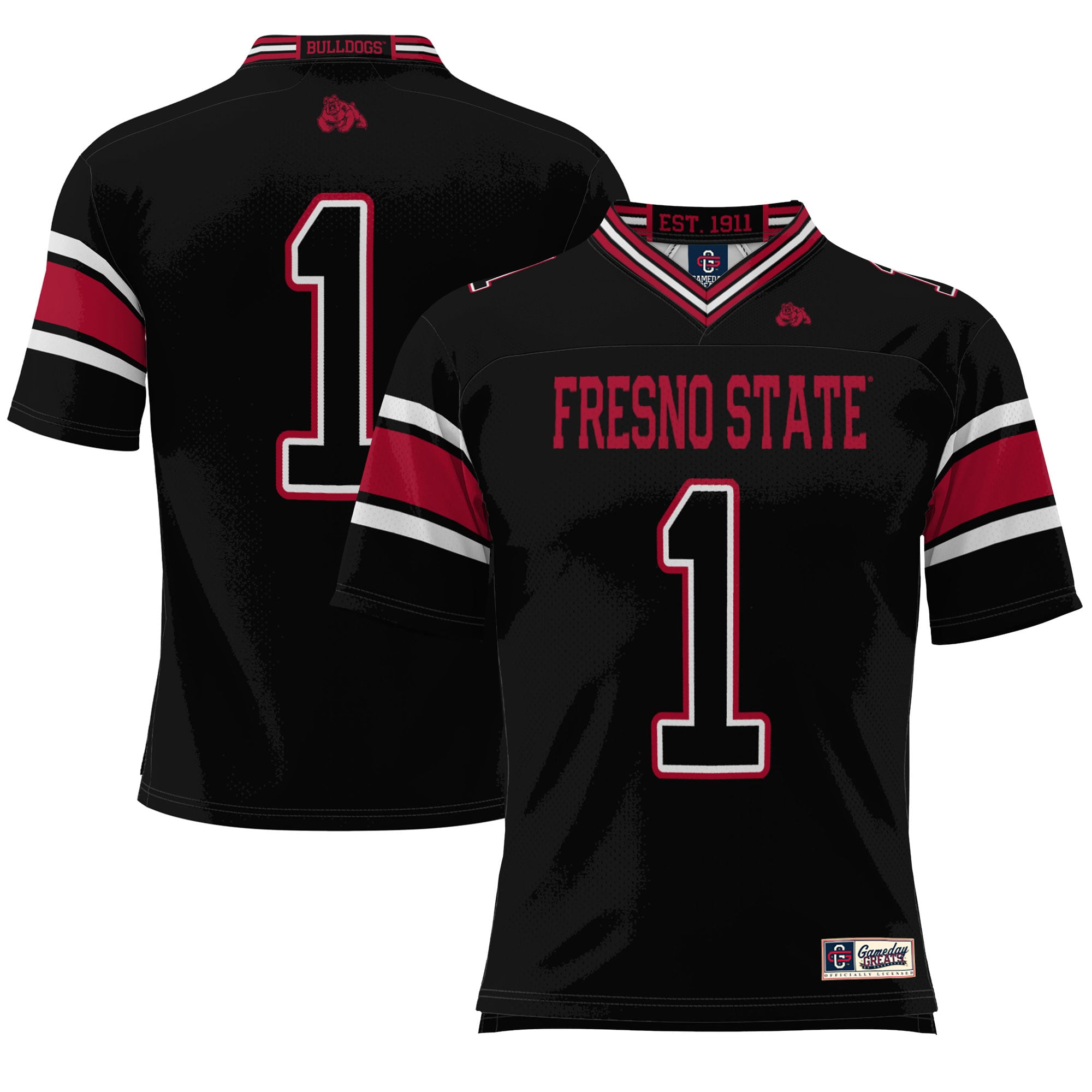 #1 Fresno State Bulldogs Endzone Football Jersey Black - front view