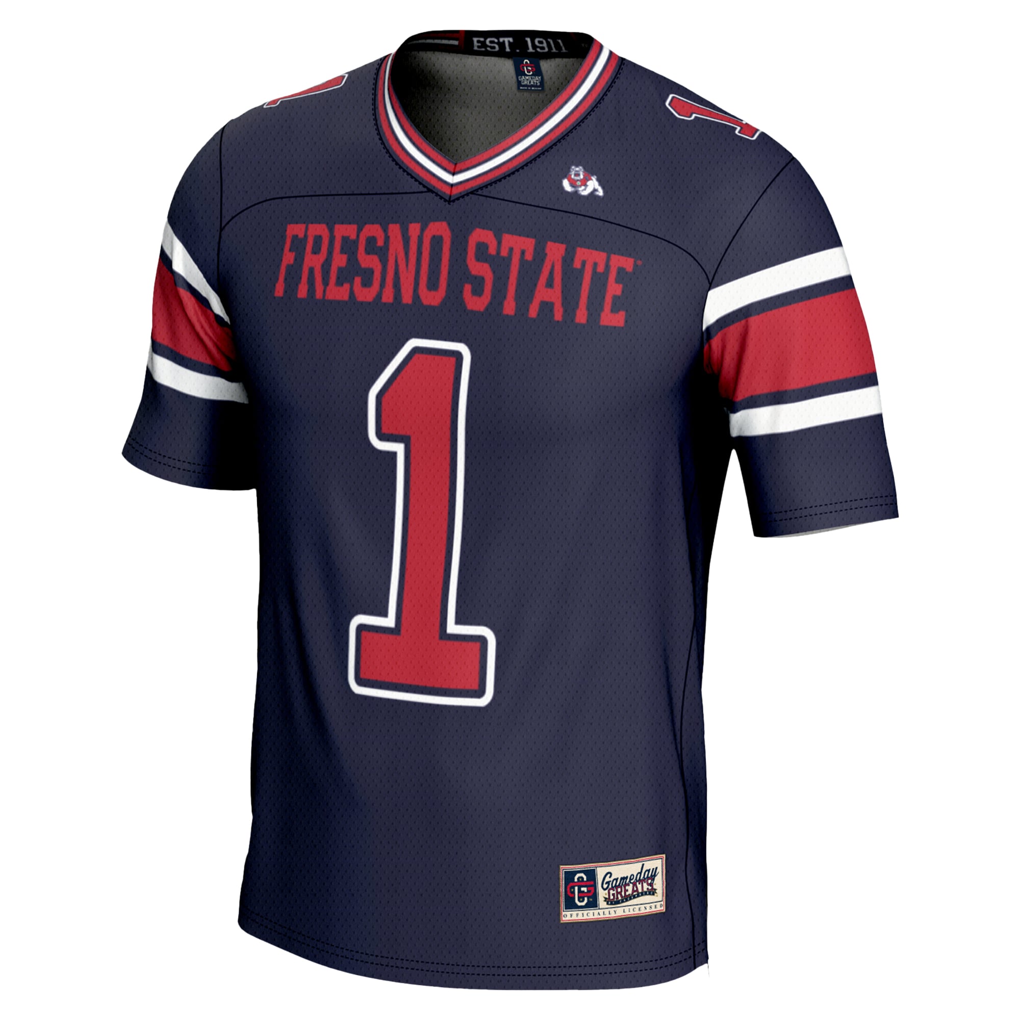 #1 Fresno State Bulldogs Endzone Football Jersey Navy - back view