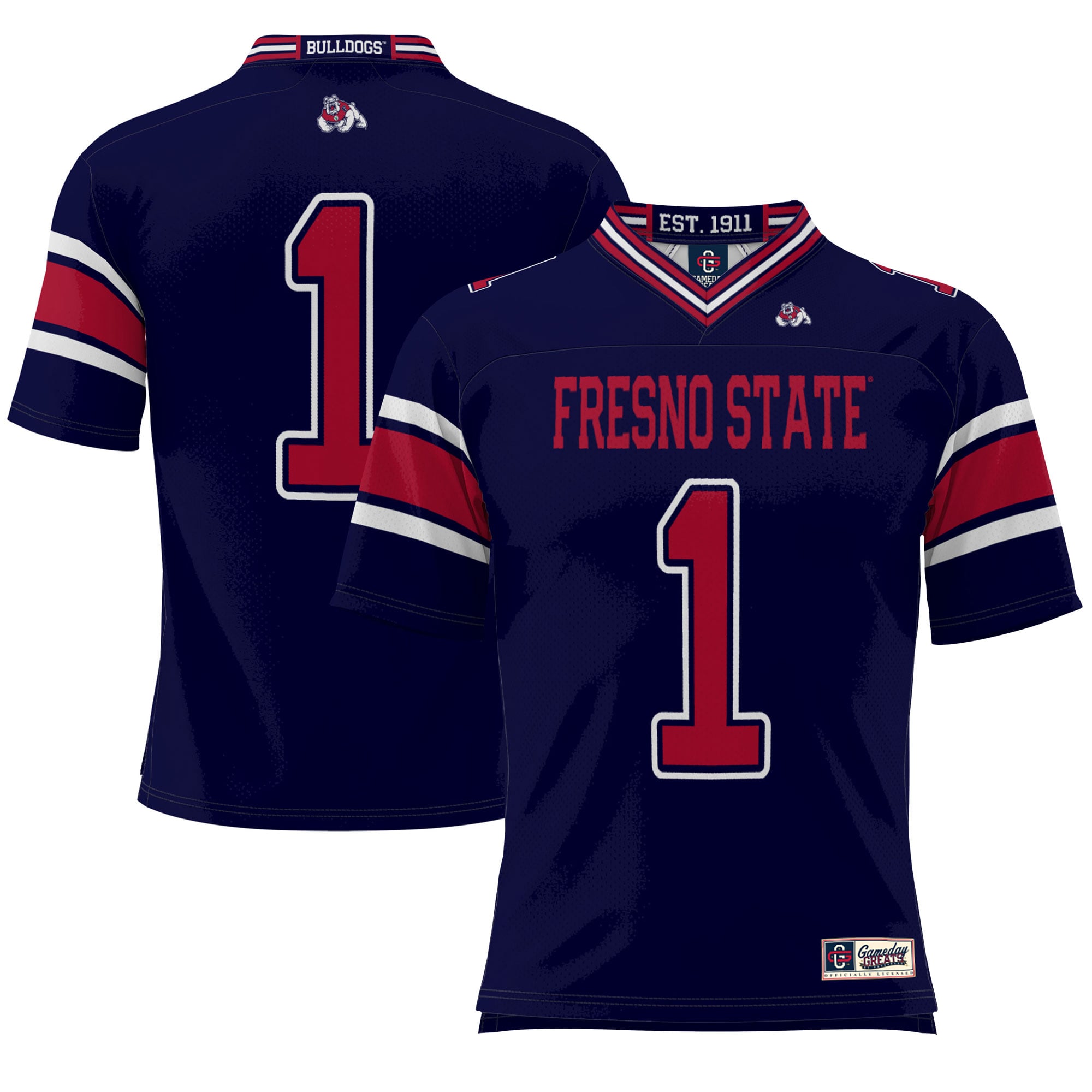 #1 Fresno State Bulldogs Endzone Football Jersey Navy - front view