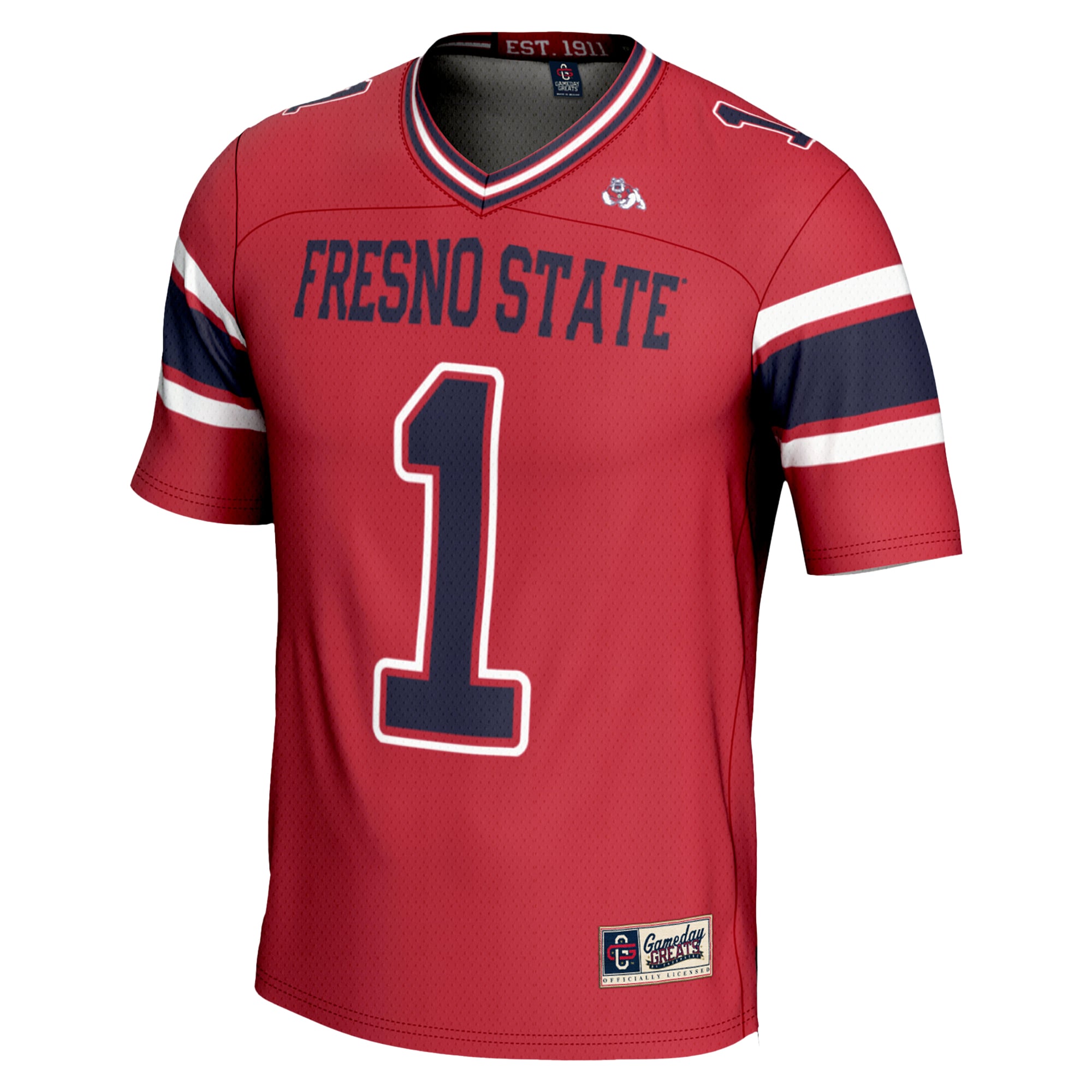 #1 Fresno State Bulldogs Endzone Football Jersey Red - back view