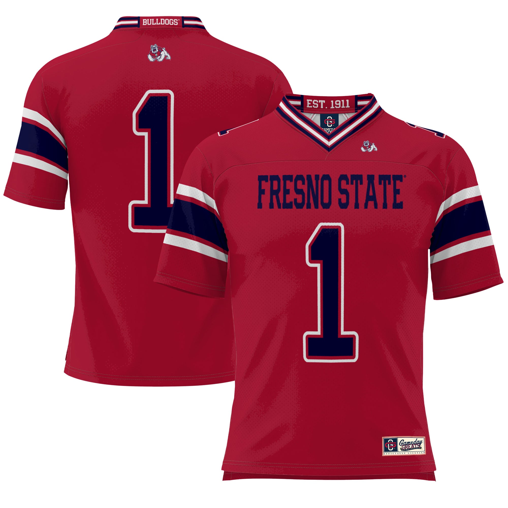 #1 Fresno State Bulldogs Endzone Football Jersey Red - front view