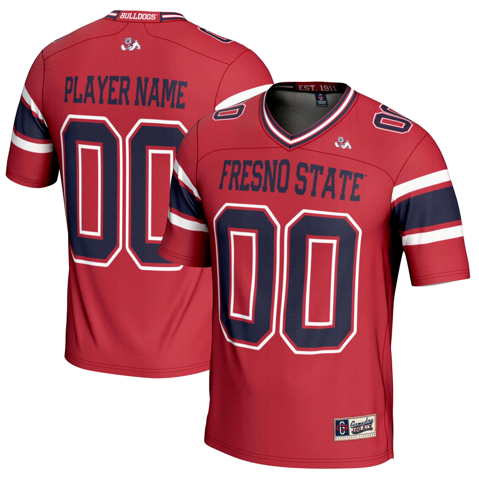 Fresno State Bulldogs Football Jersey Red - front and back view