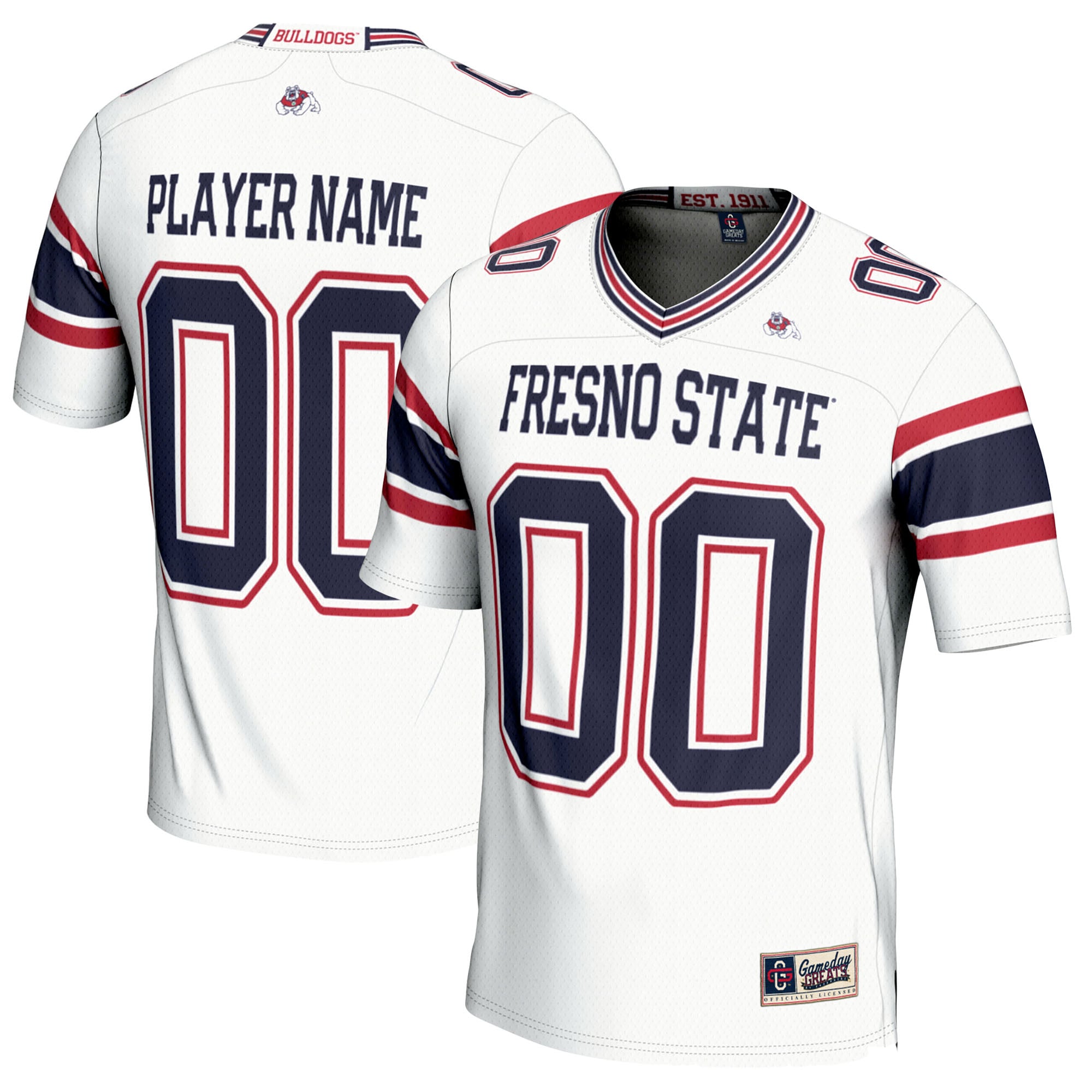Fresno State Bulldogs Football Jersey White - front and back view