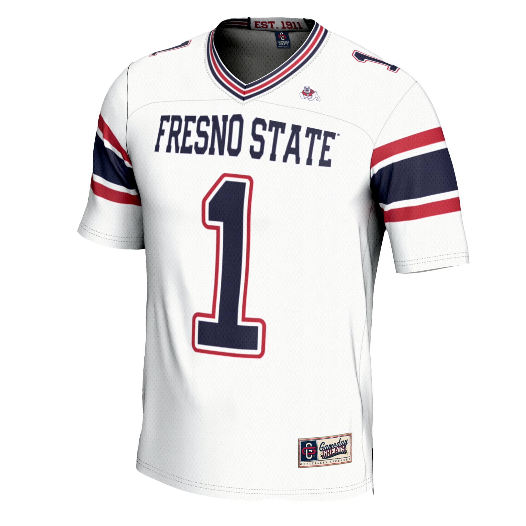 #1 Fresno State Bulldogs Football Jersey - White - front view