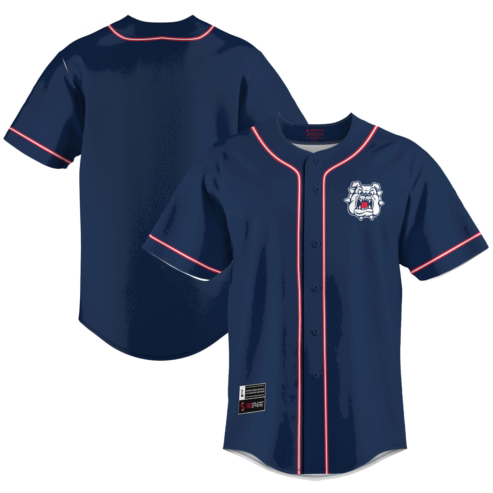 Fresno State Bulldogs Lightweight Baseball Jersey Blue - front and back view