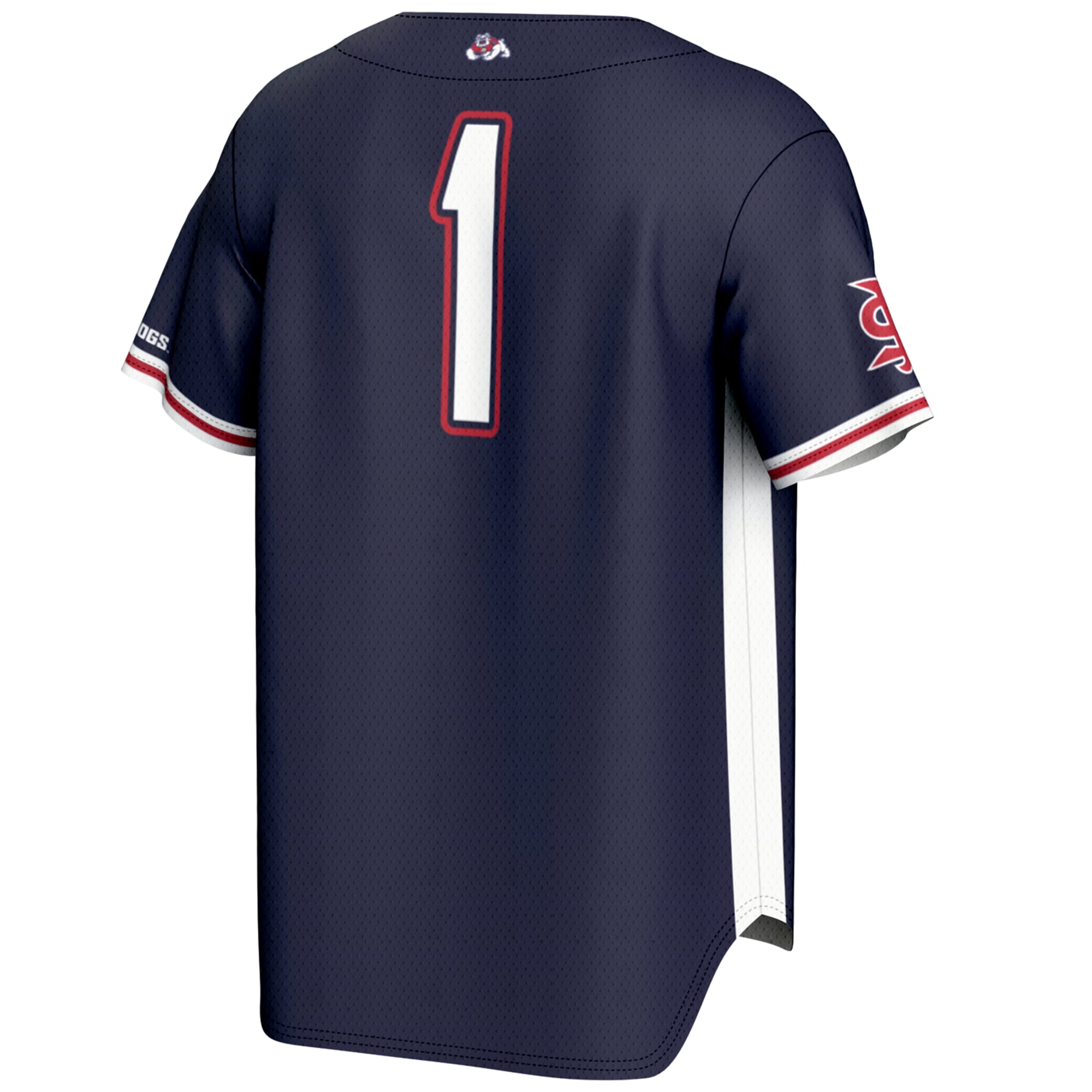 #1 Fresno State Bulldogs Lightweight Baseball Jersey Navy - back view