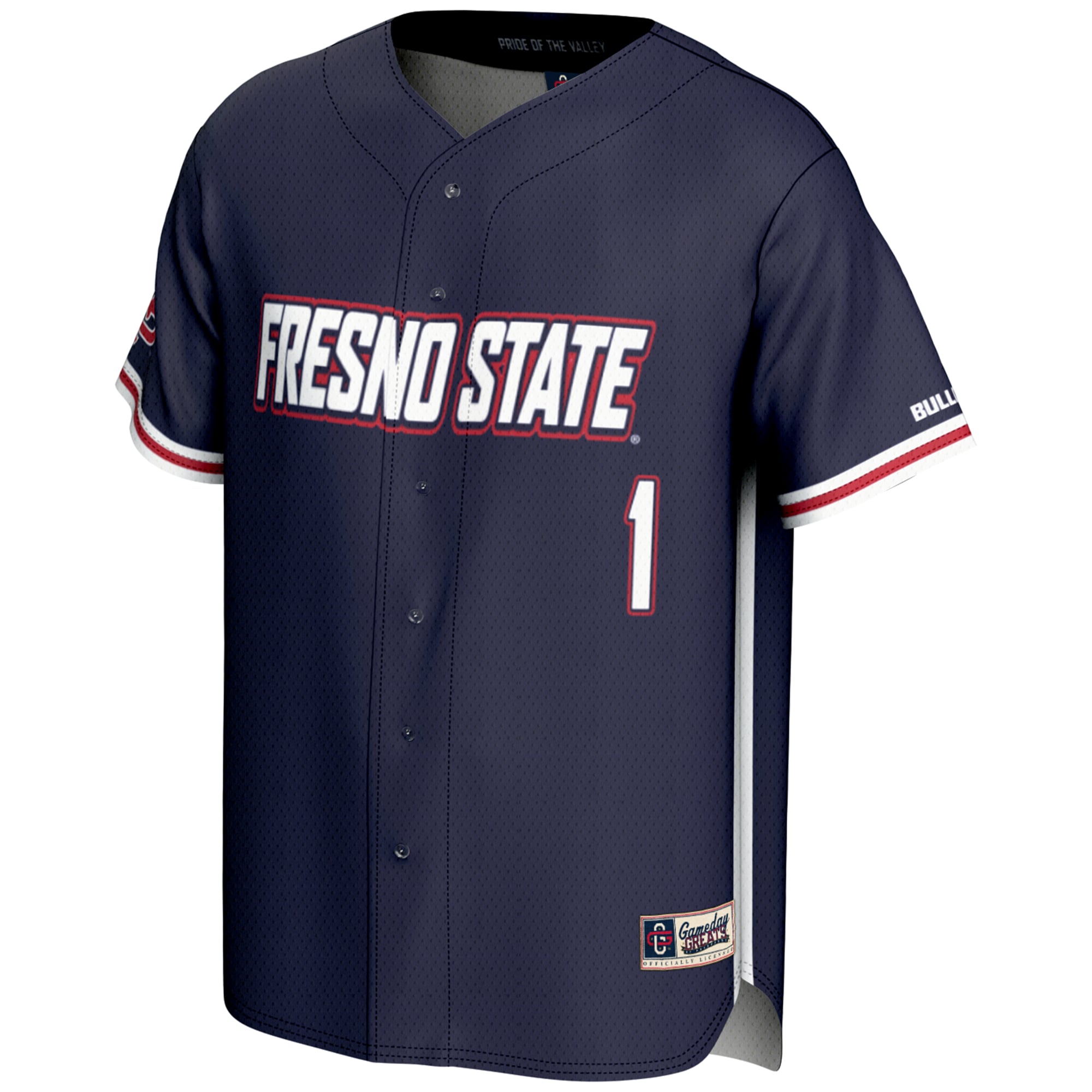 #1 Fresno State Bulldogs Lightweight Baseball Jersey Navy - front view