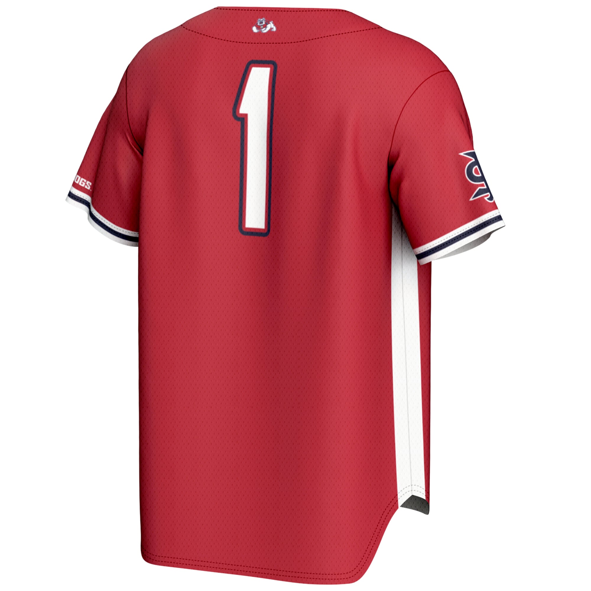 #1 Fresno State Bulldogs Lightweight Baseball Jersey Red - back view
