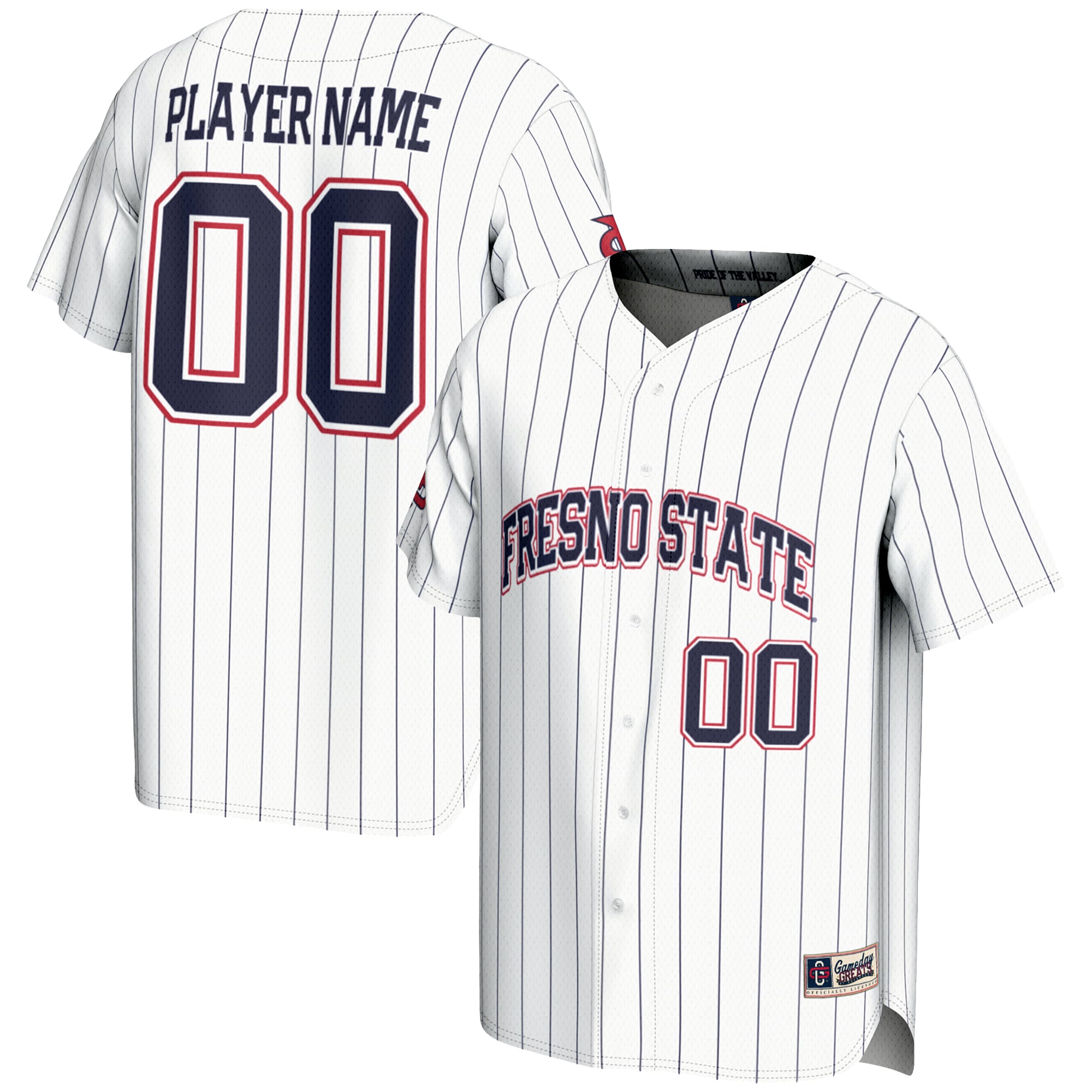 Fresno State Bulldogs Lightweight Baseball Jersey White - front and back view