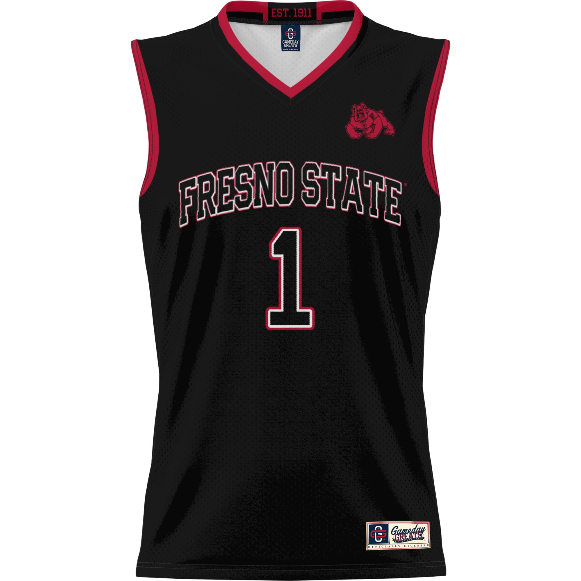 #1 Fresno State Bulldogs Lightweight Basketball Jersey Black - front view