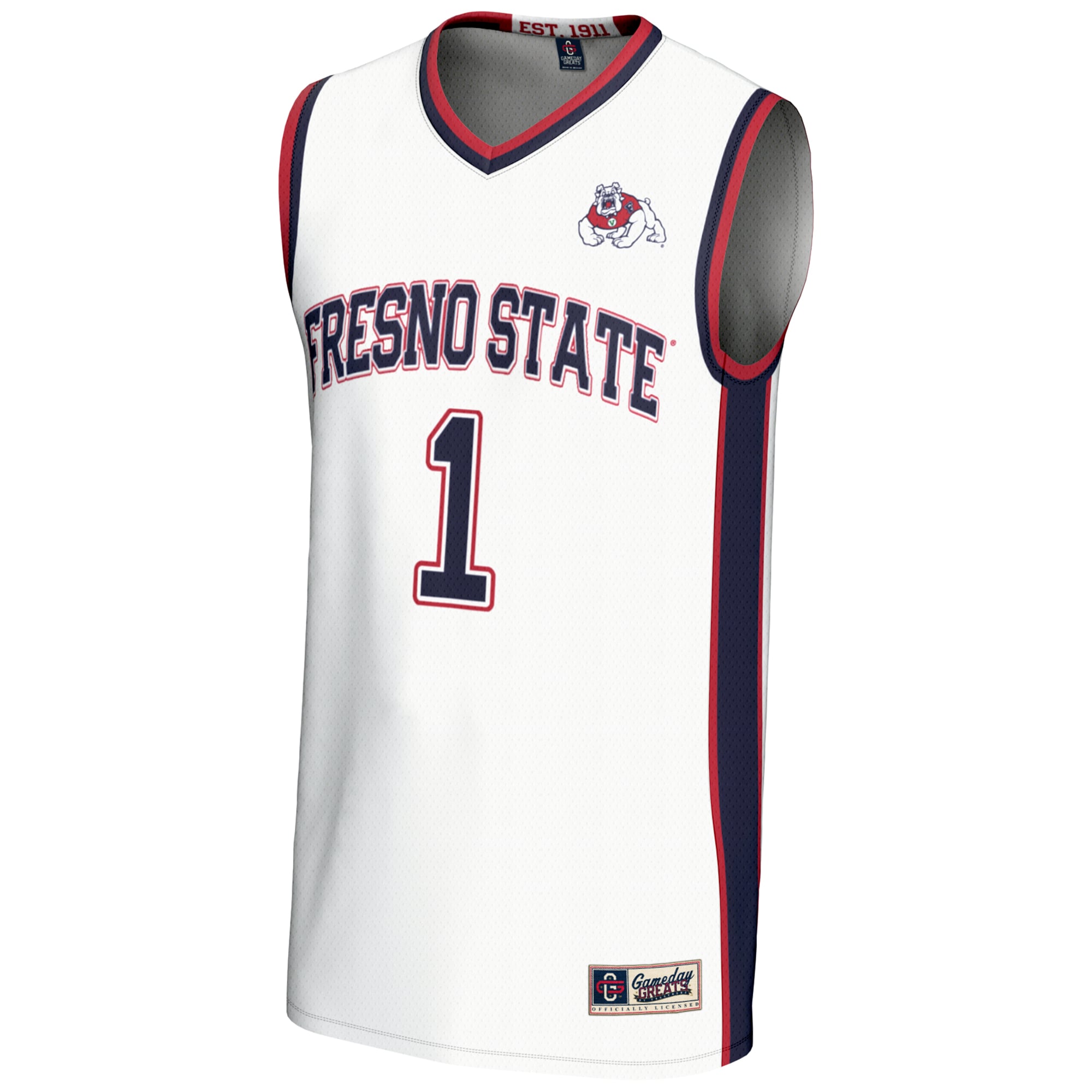 #1 Fresno State Bulldogs Lightweight Basketball Jersey White - front view